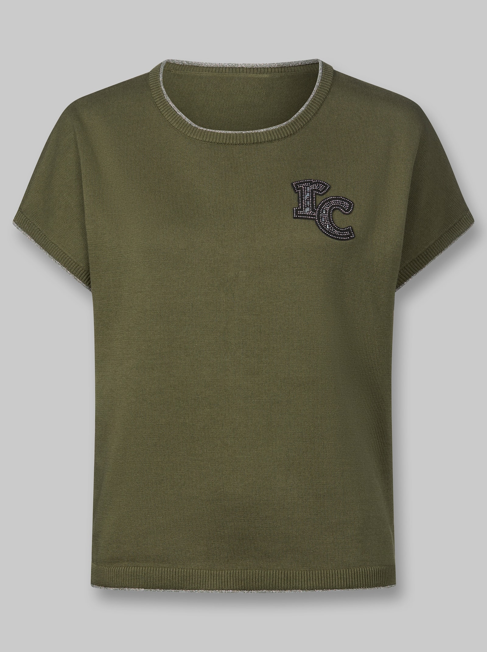 heine Kurzarmpullover mit RC-Applikation - oliv