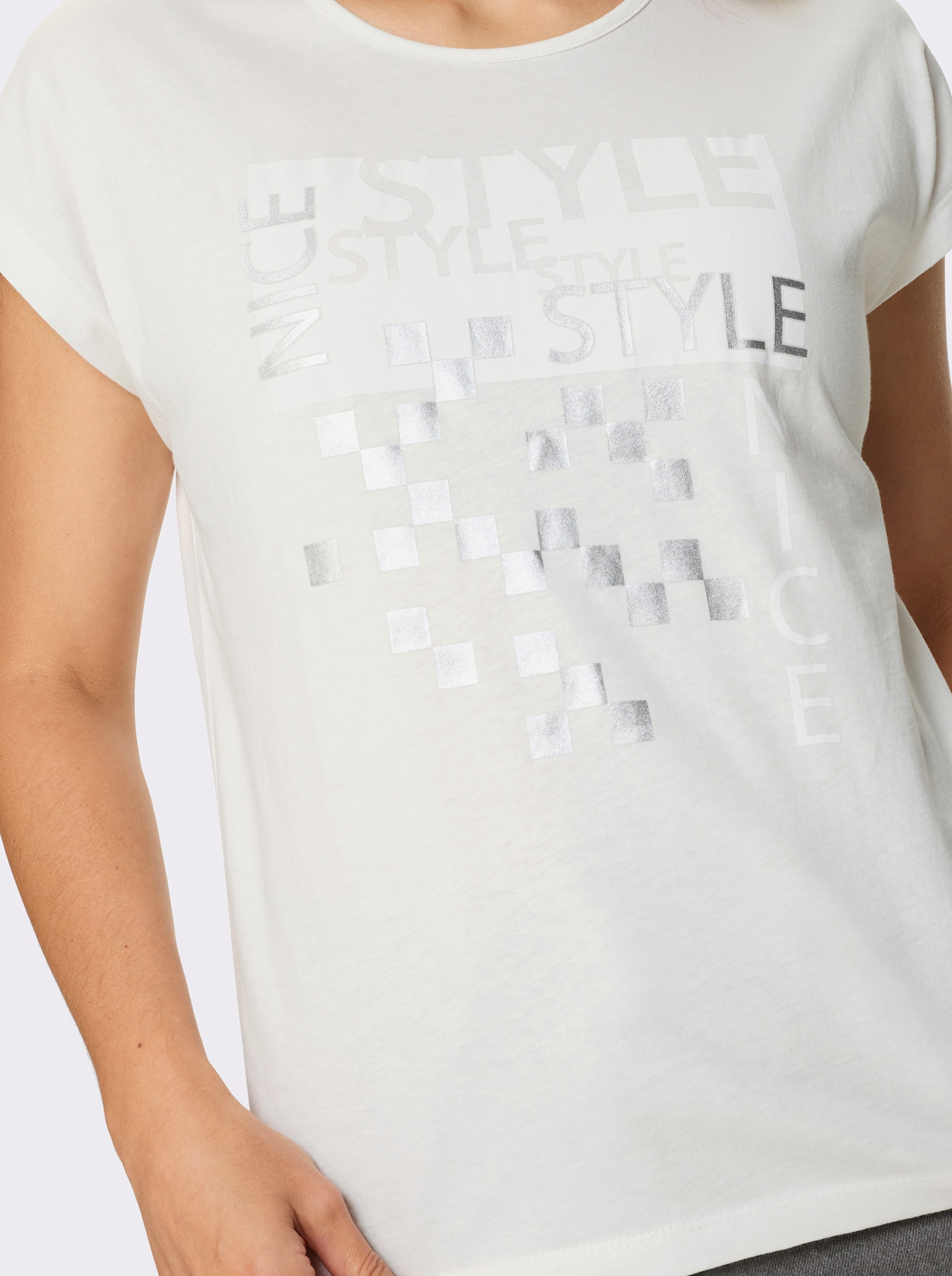 Tričko, krátke rukávy, strieborné efekty - svetlobéžová