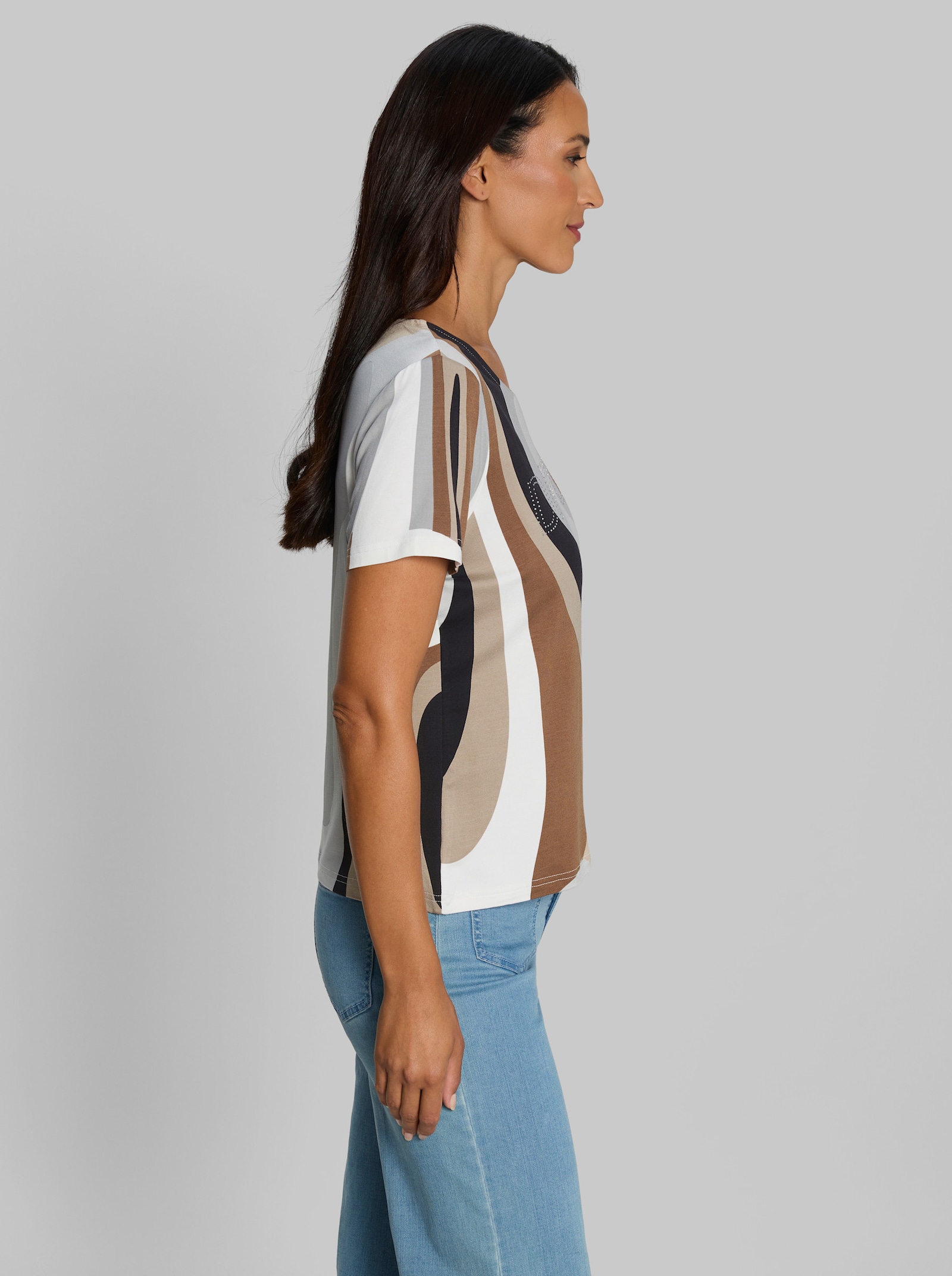heine Kurzarmshirt mit Grafikprint - schwarz-braun-gemustert