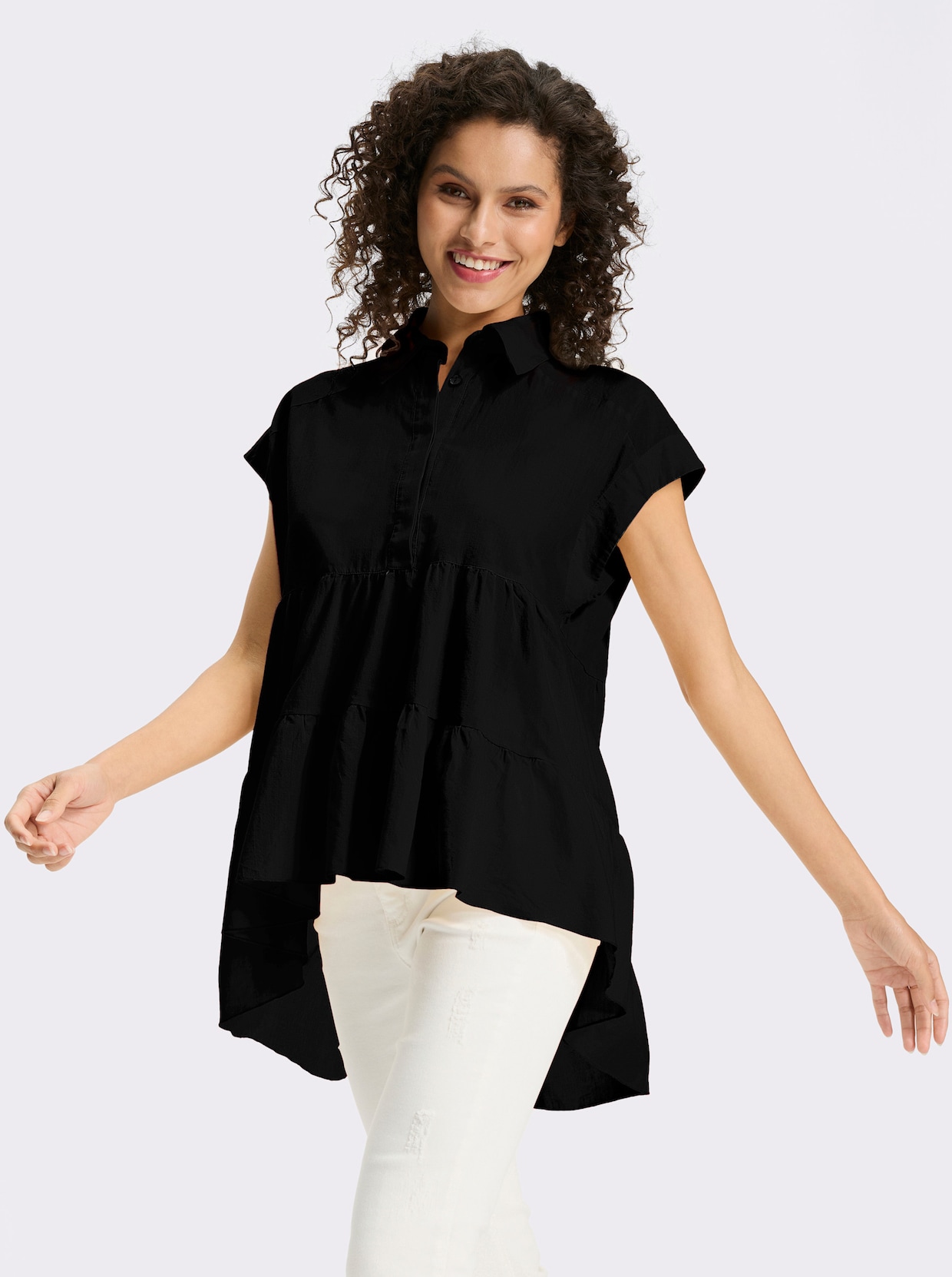 heine Baumwollbluse - schwarz