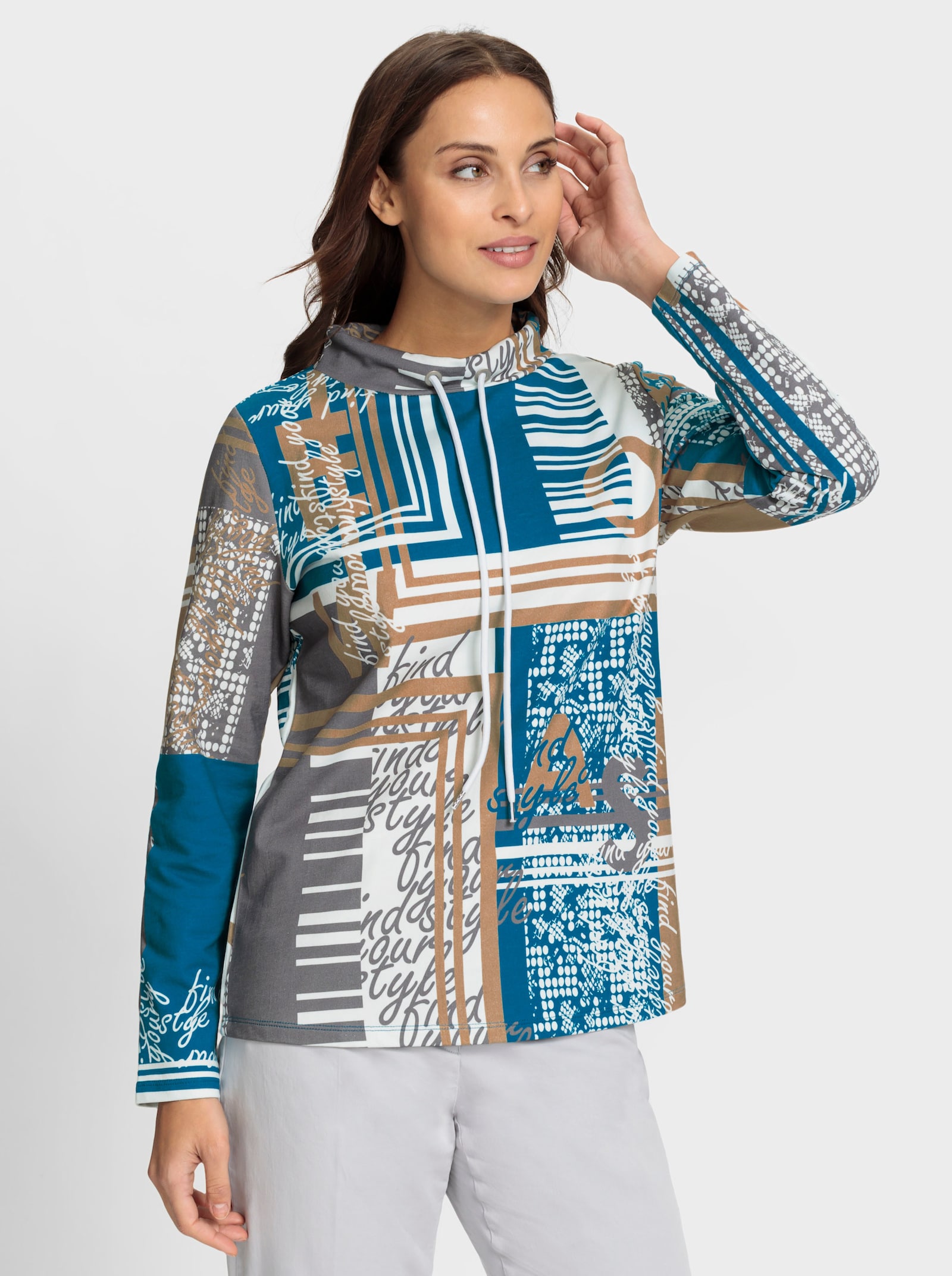 Sweatshirt mit Druck-Dessin - topas-weiß-bedruckt