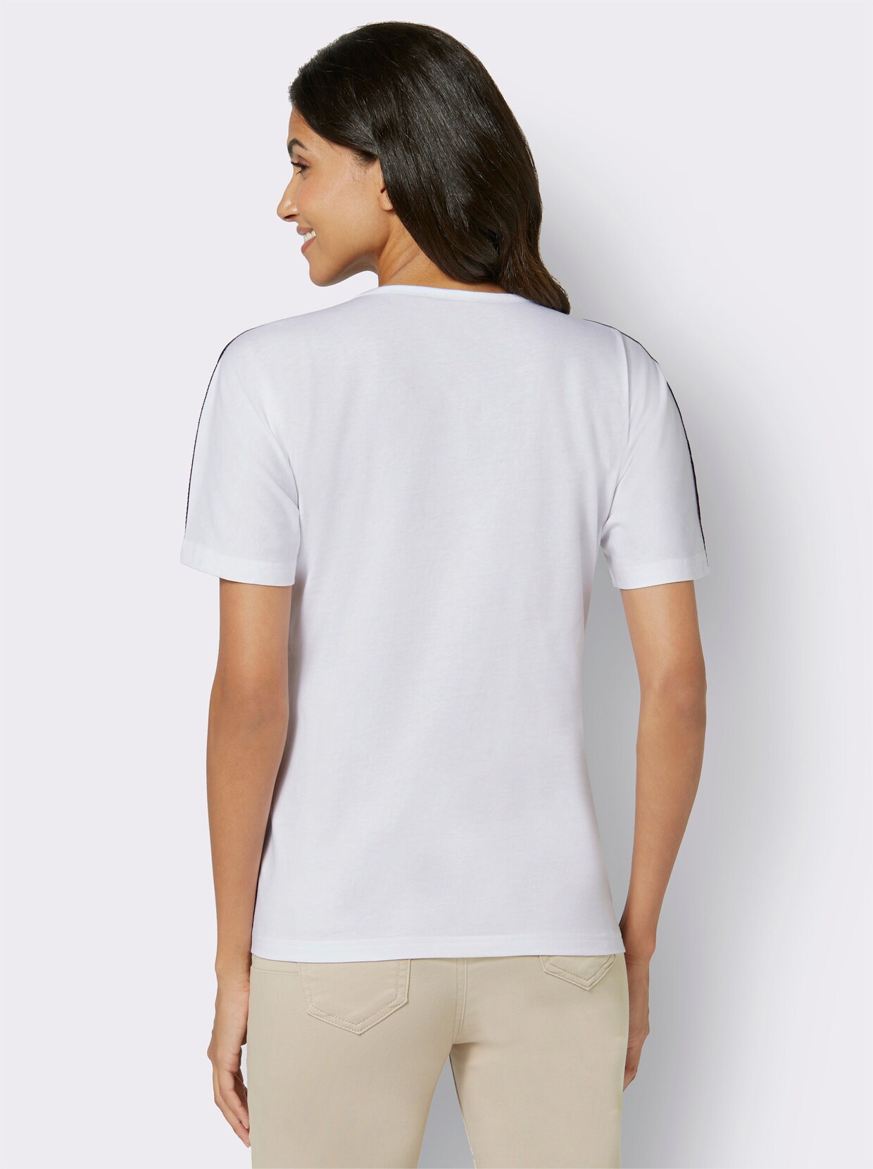 Shirt met korte mouwen - ecru gedessineerd
