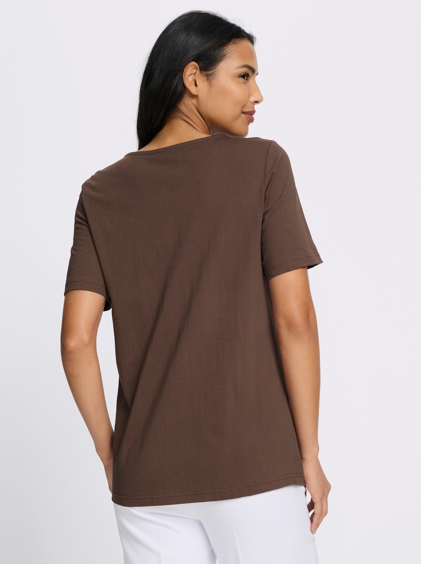 Kurzarmshirt in A-Form - schoko