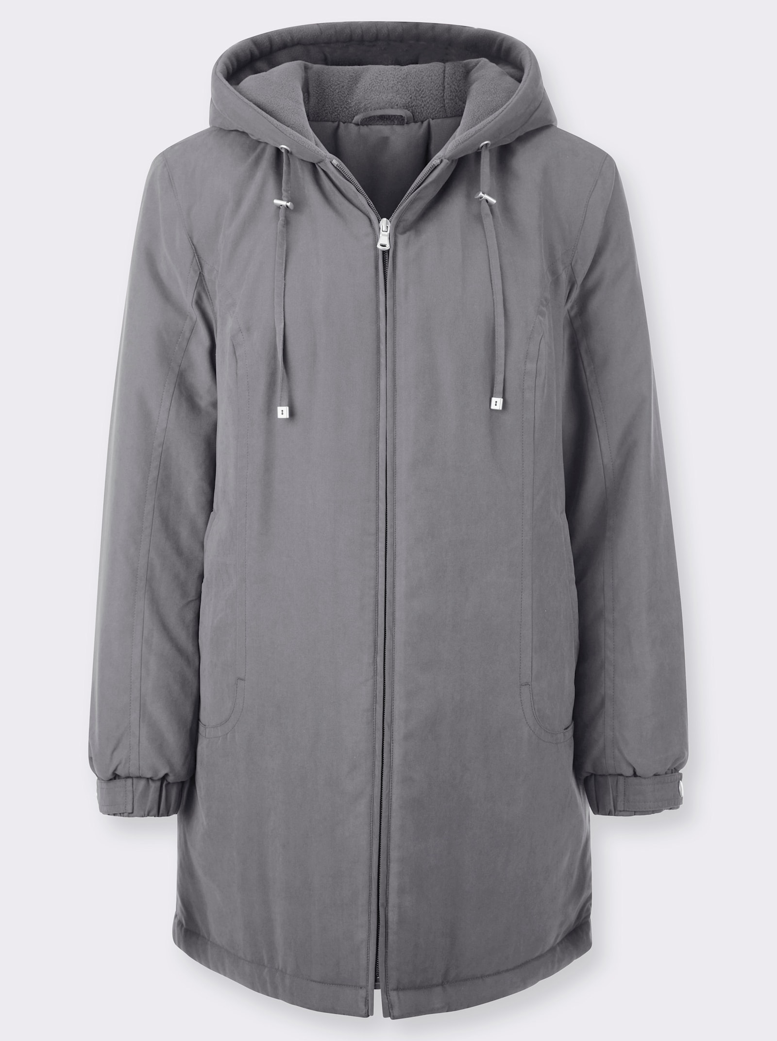 Kapuzenjacke in Micro-Moss-Qualität - grau