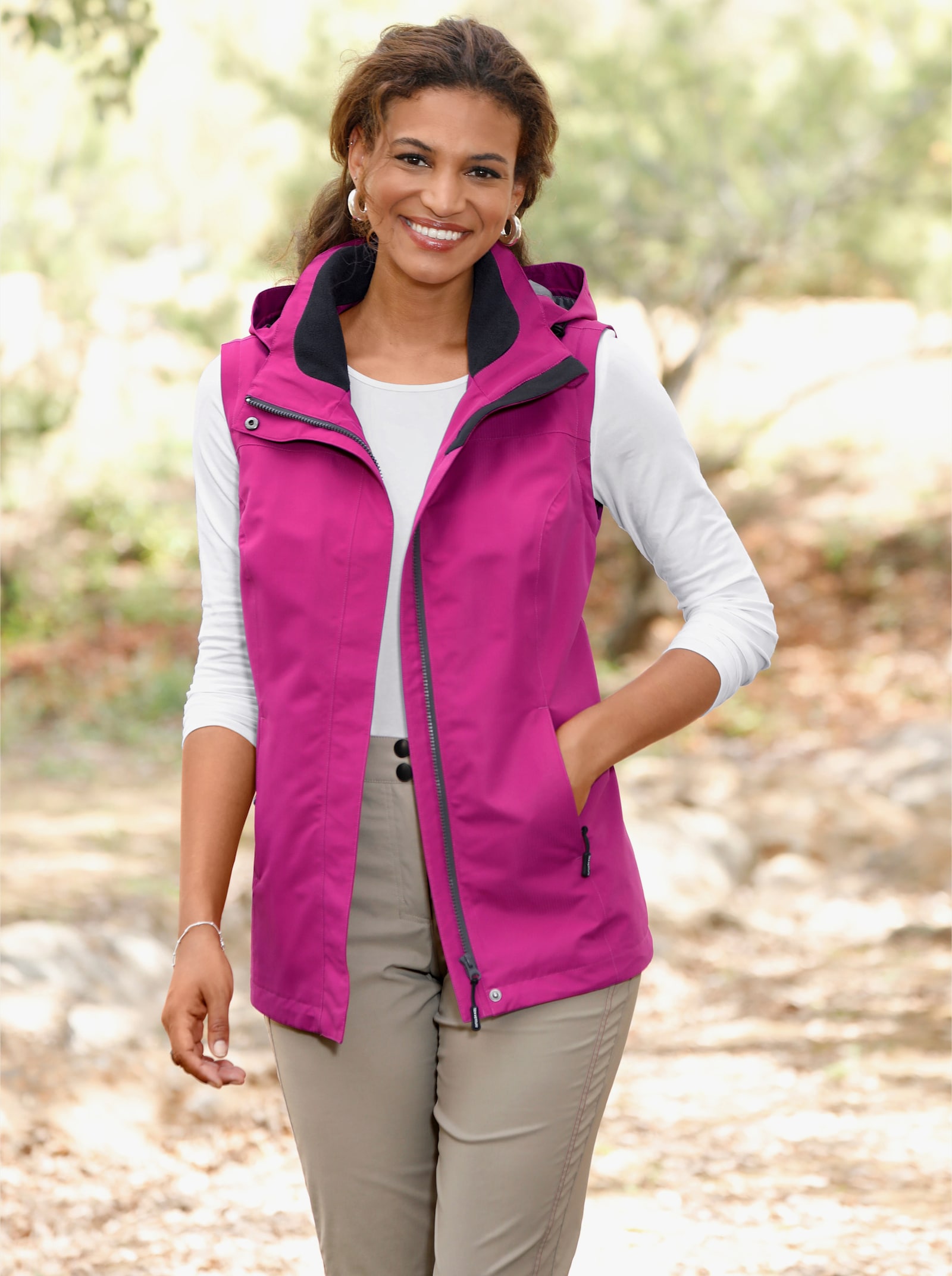 2-in-1-Jacke in Microfaser-Qualität - magenta