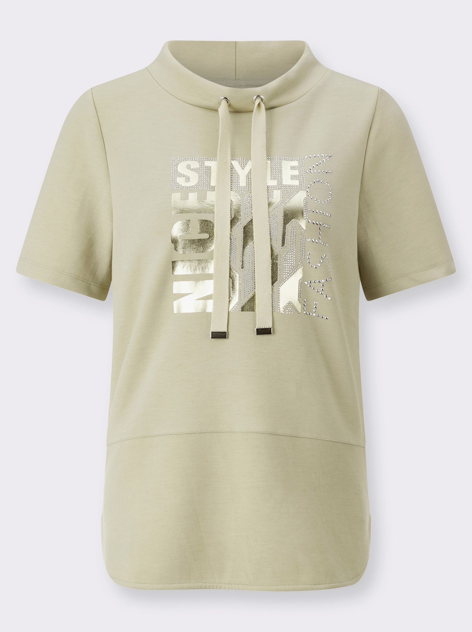 Shirt met korte mouwen en opstaande kraag - zand