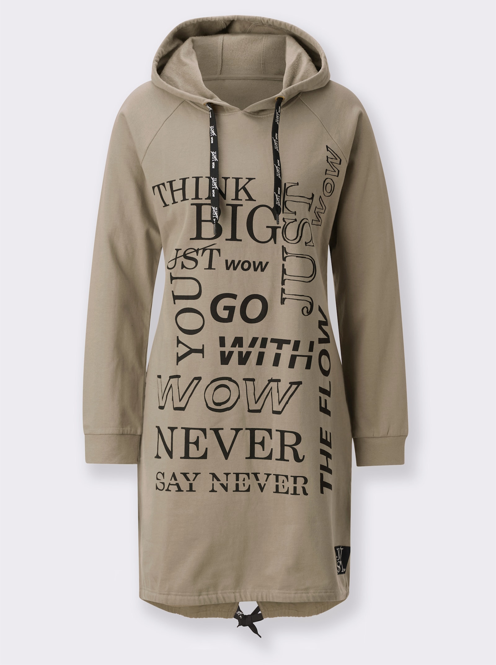 Jerseykleid mit Schriftzug-Print - schlamm-schwarz