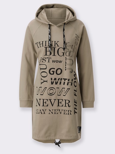 Jerseykleid mit Schriftzug-Print - schlamm-schwarz