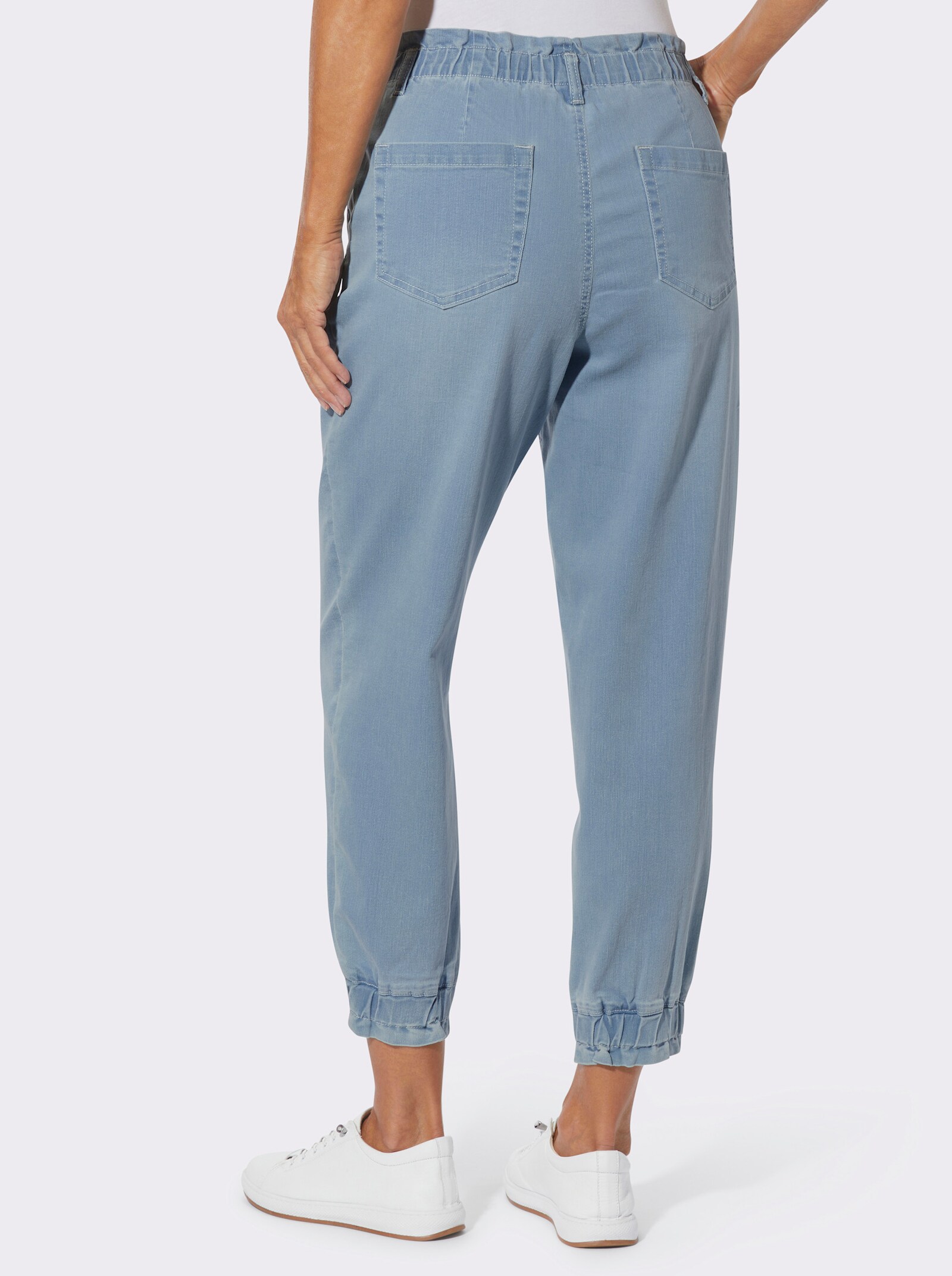 7/8-Jeans mit Elastik-Bund - blue-bleached