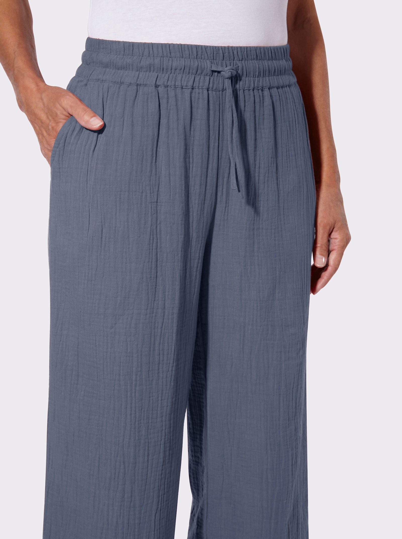 Culotte in Struktur-Qualität - rauchblau