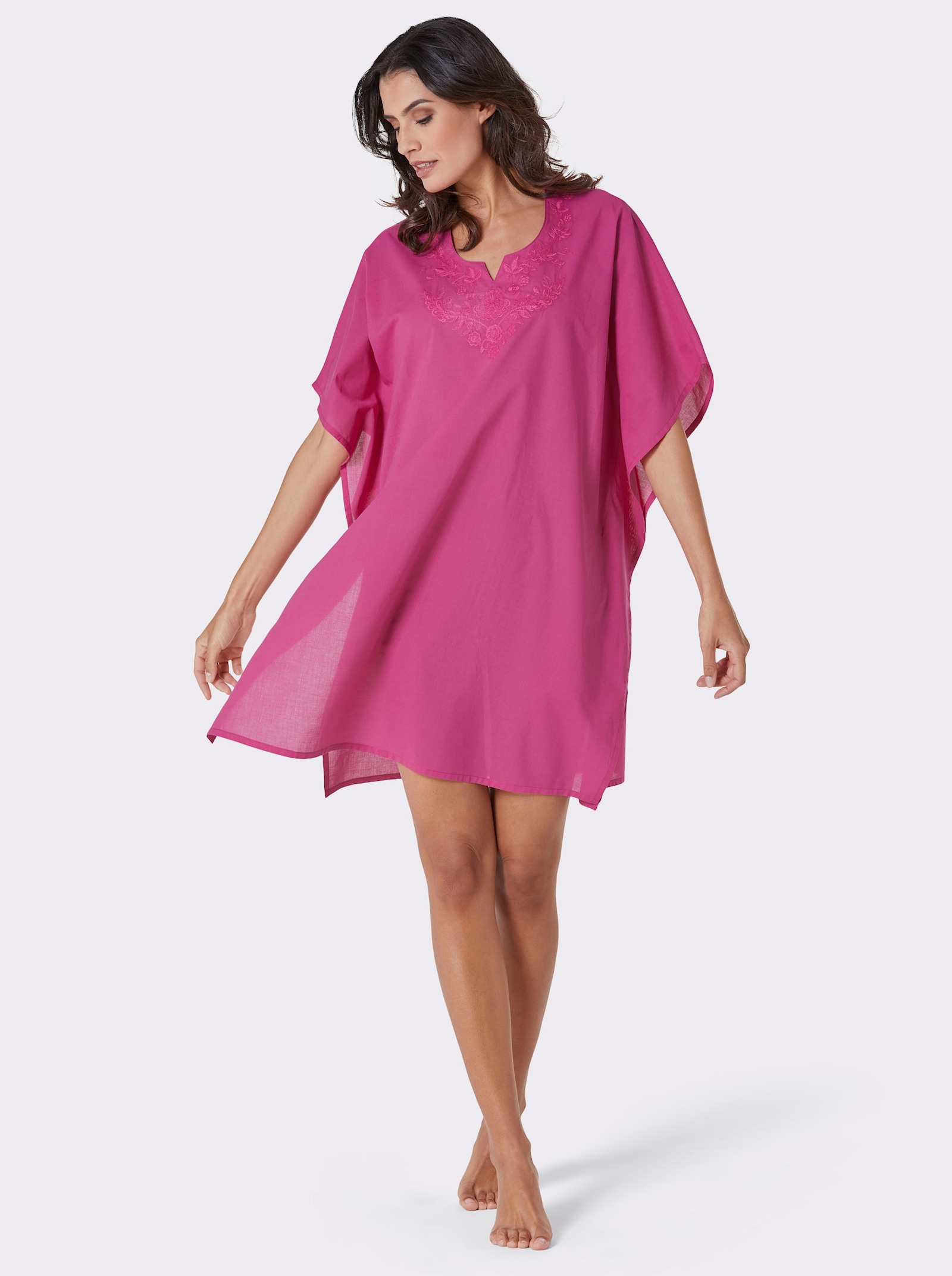 feel good Tunique de plage avec broderie - fuchsia