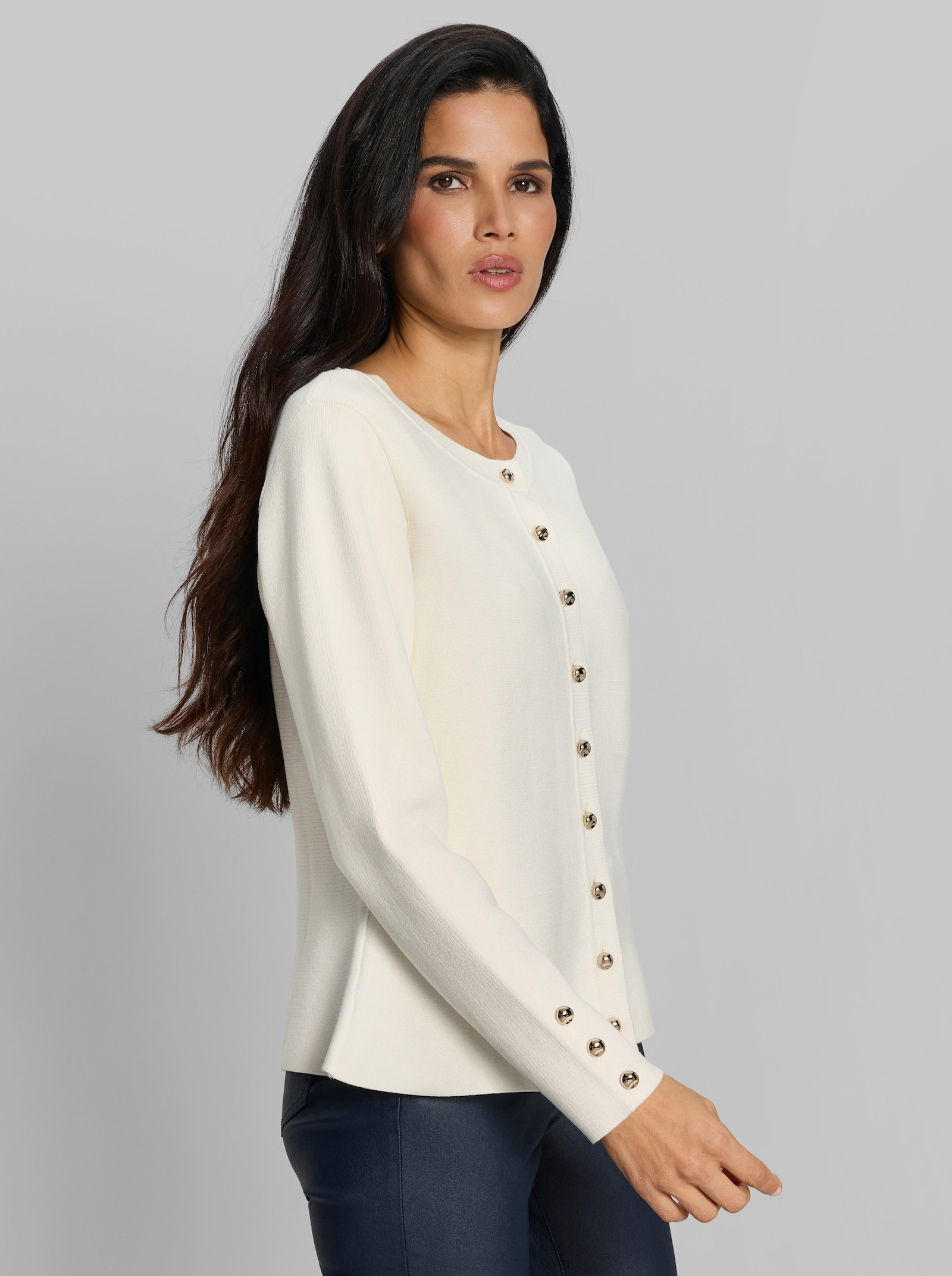 heine Strickjacke mit Schößchem - ecru