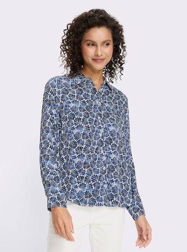 heine Druckbluse in Satin-Qualität - marine-ecru-bedruckt