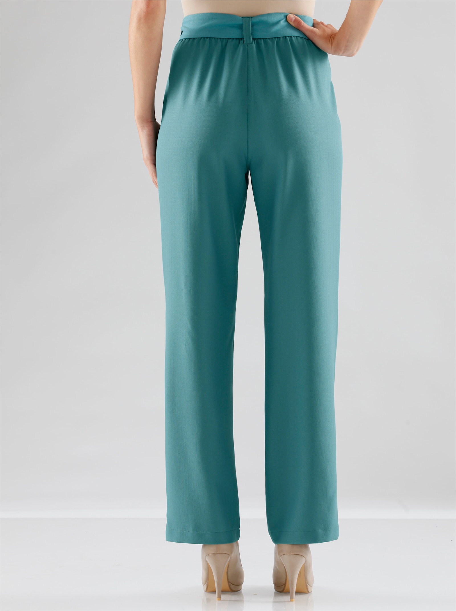 Palazzobroek met bindceintuur - turquoise