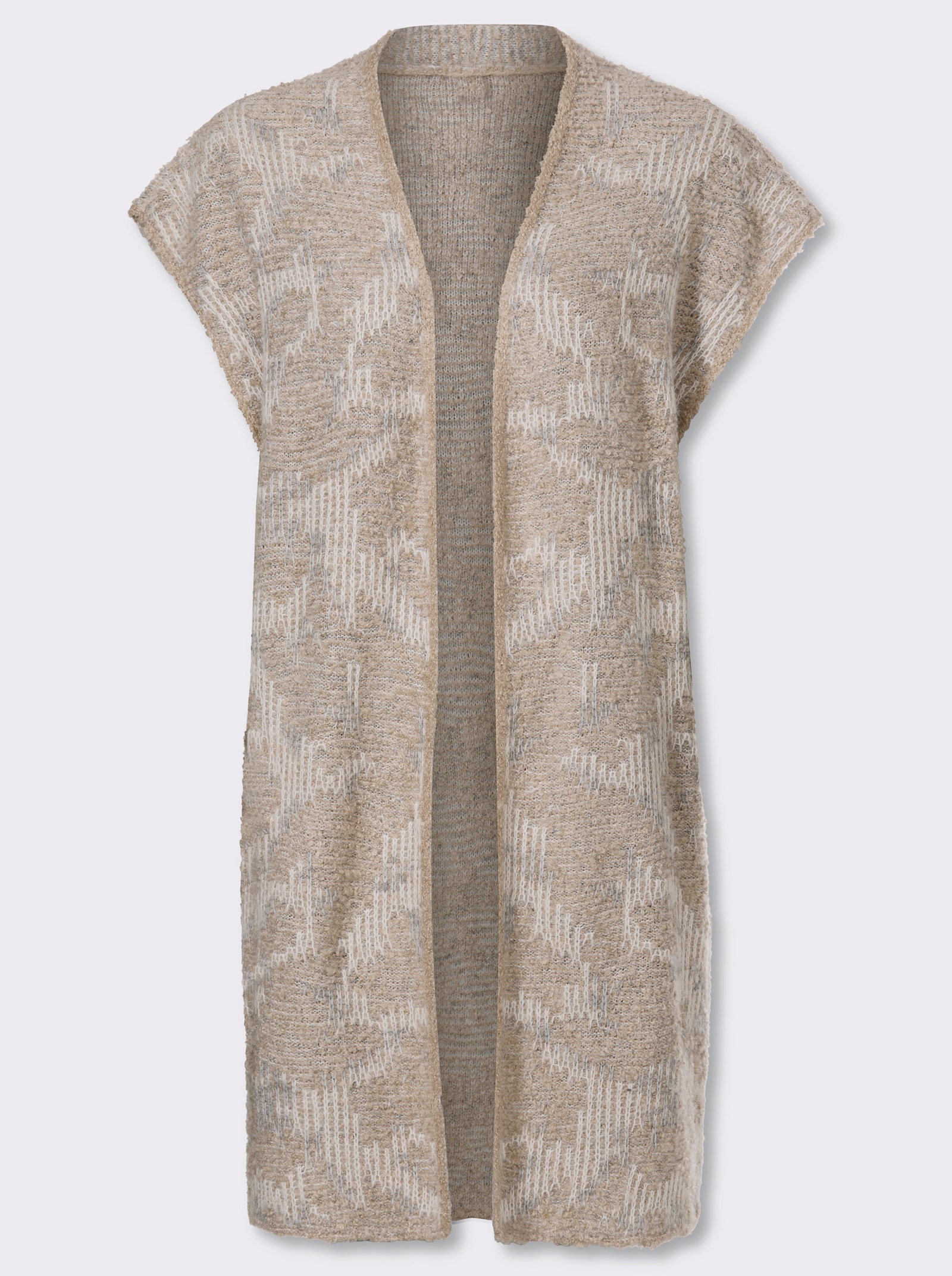 heine Strickweste - steingrau-champagner-gemustert