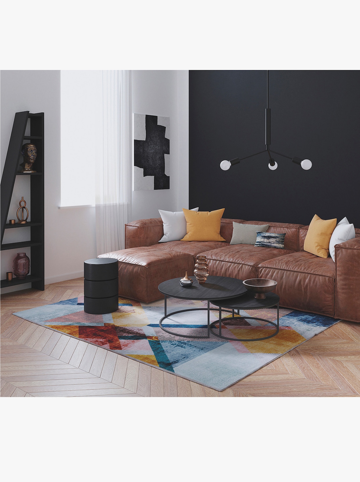 Theko Teppich - grau-bunt