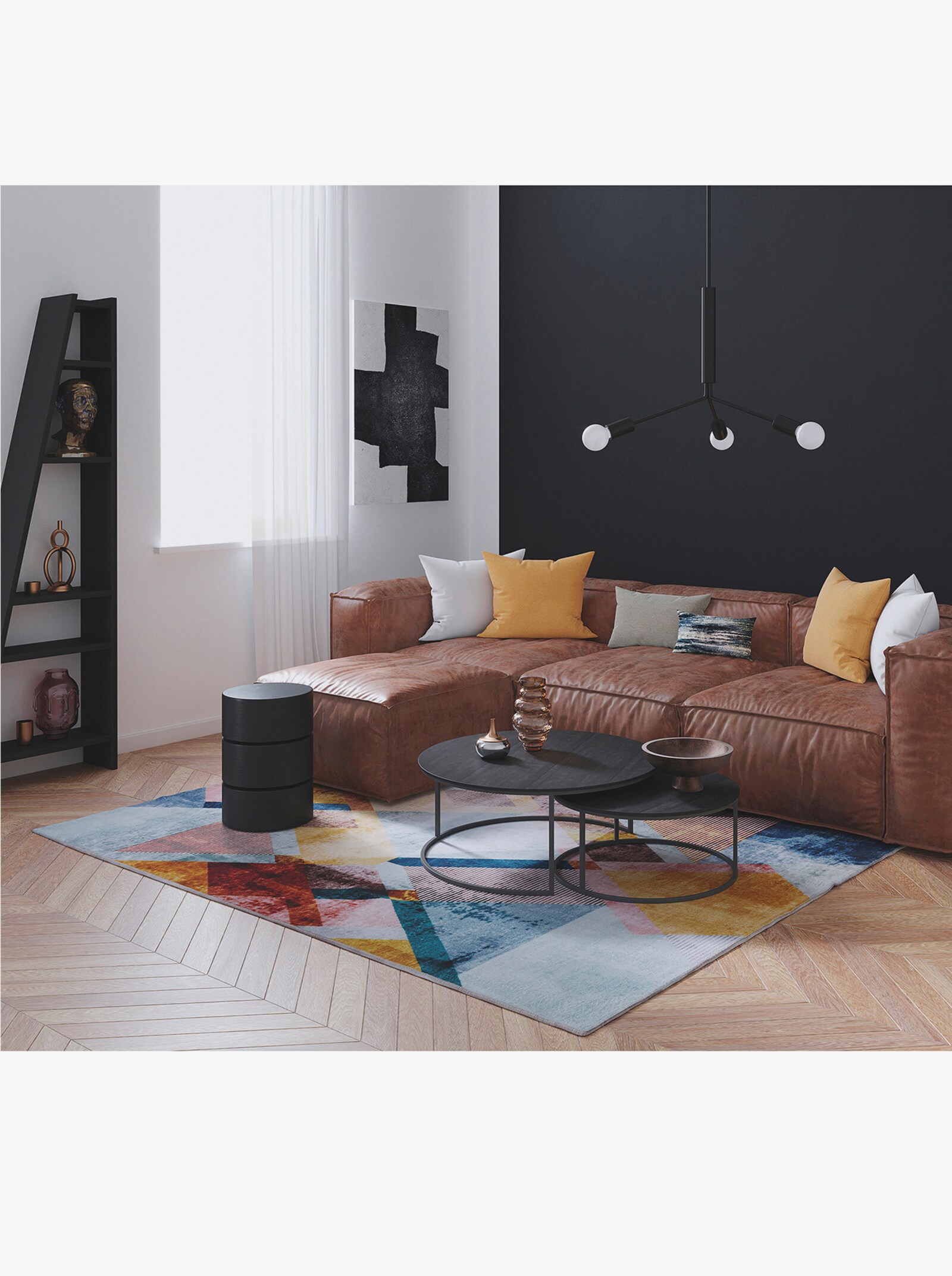 Theko Teppich - grau-bunt