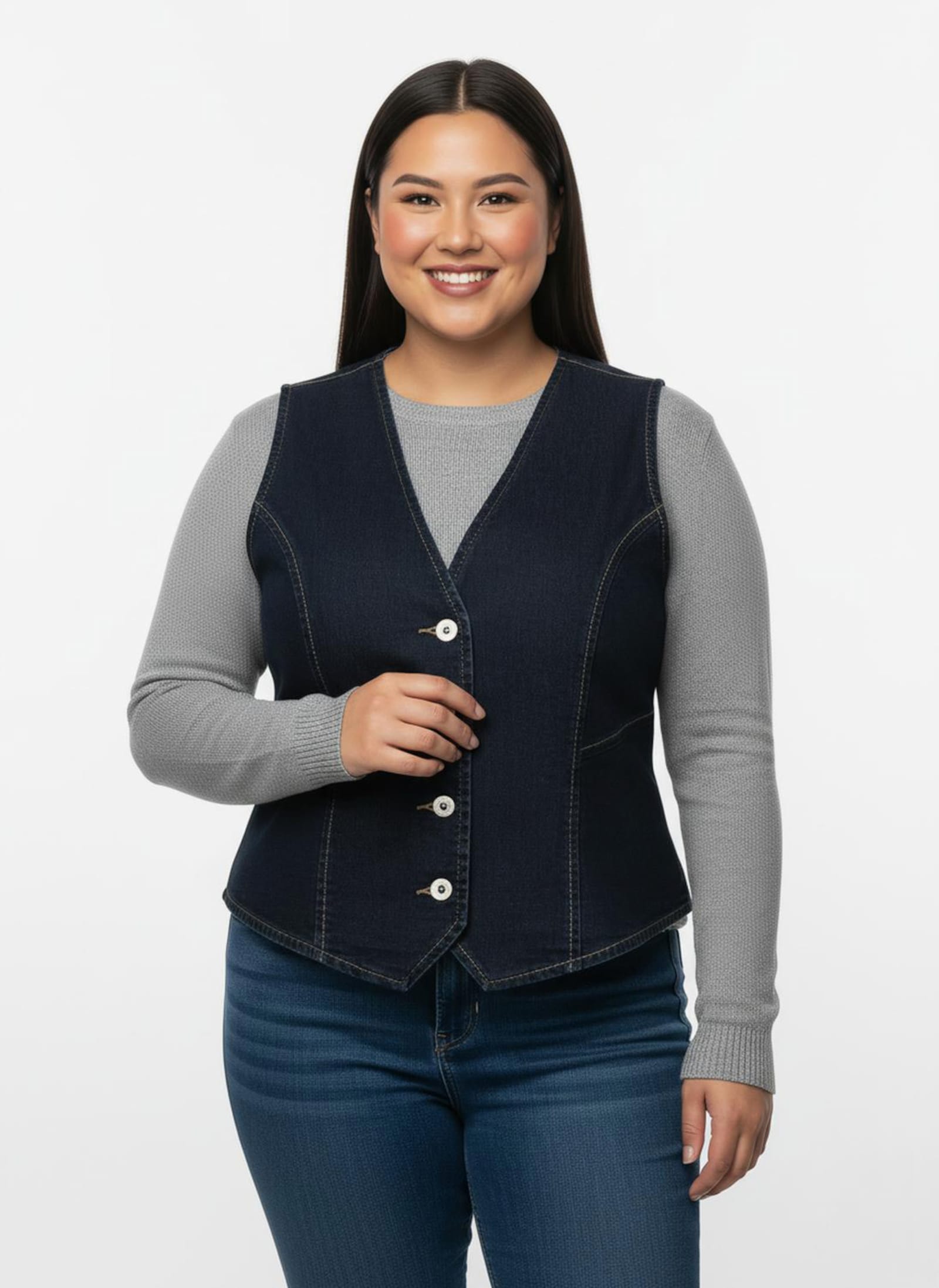 Jeansweste mit tailliertem Schnitt - dark blue