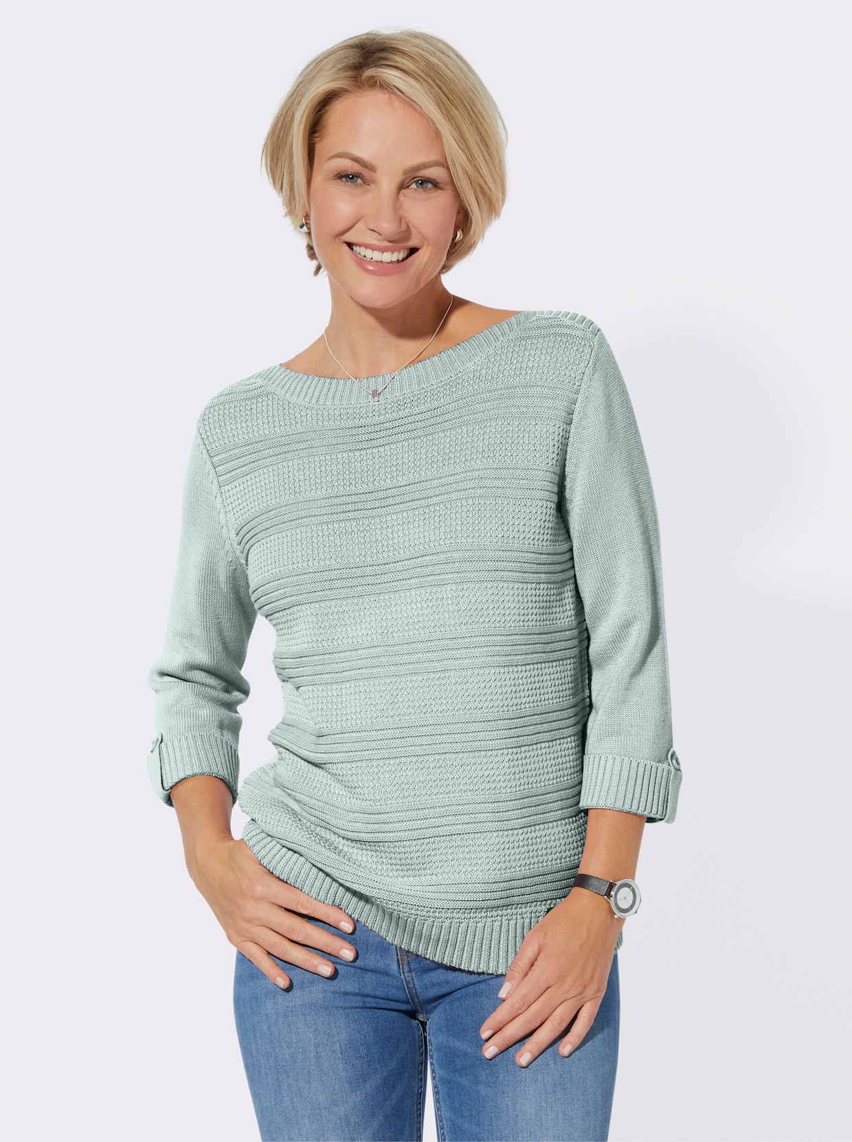 Pullover met 3/4-mouwen - zacht mint