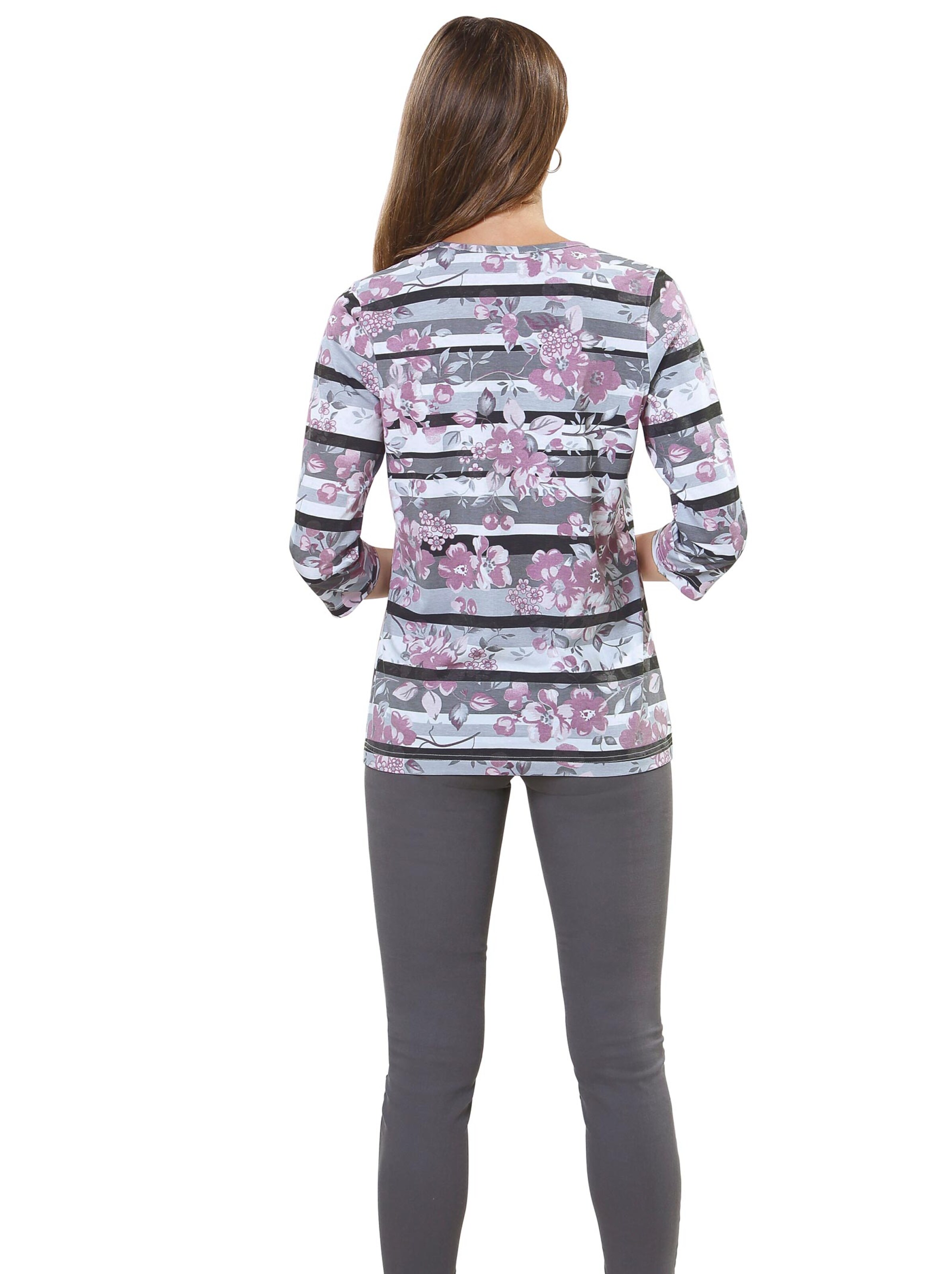 Shirt - grau-rosé-gemustert