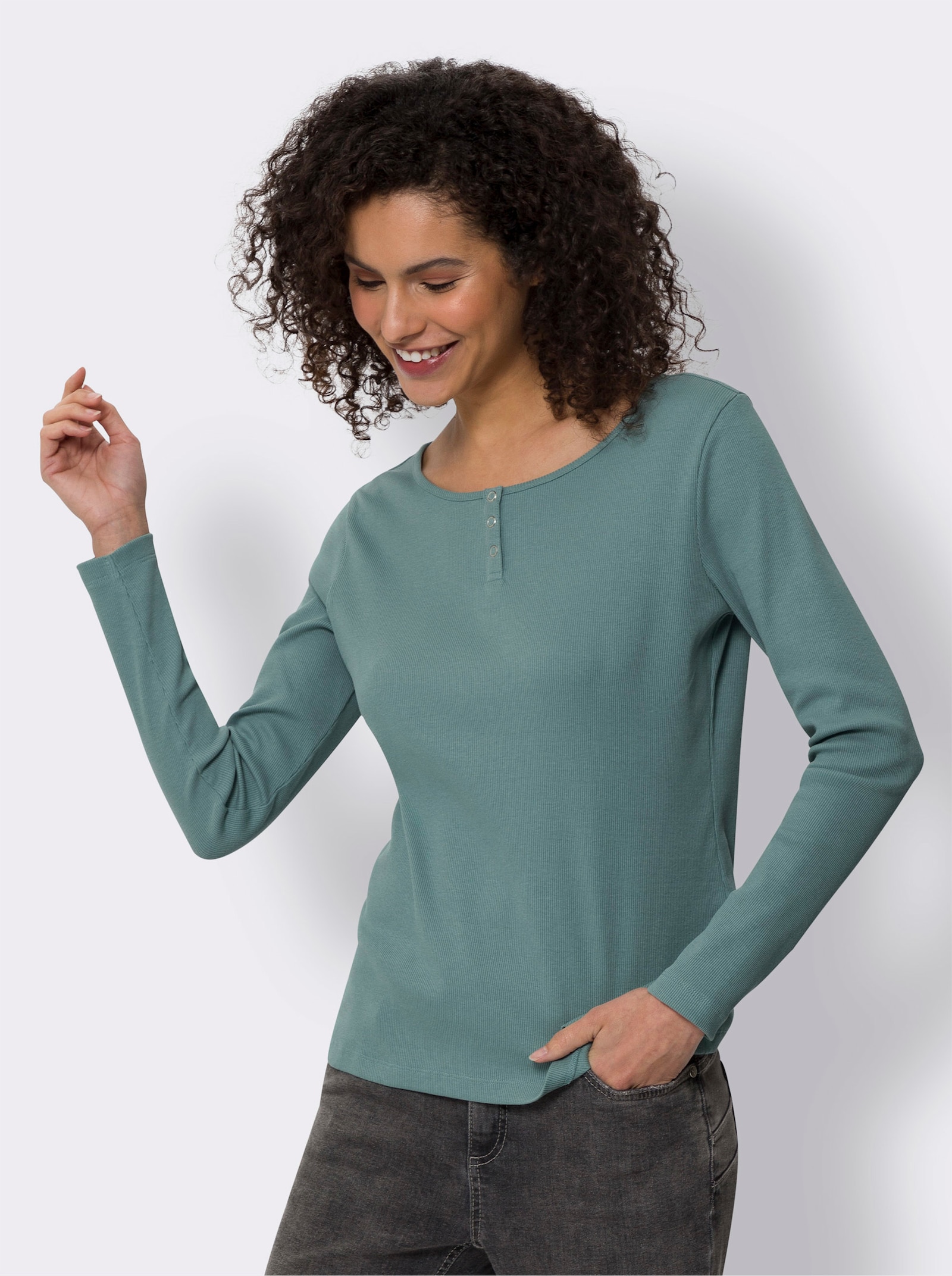 heine Geribd shirt van GOTS-gecertificeerd katoen - jade