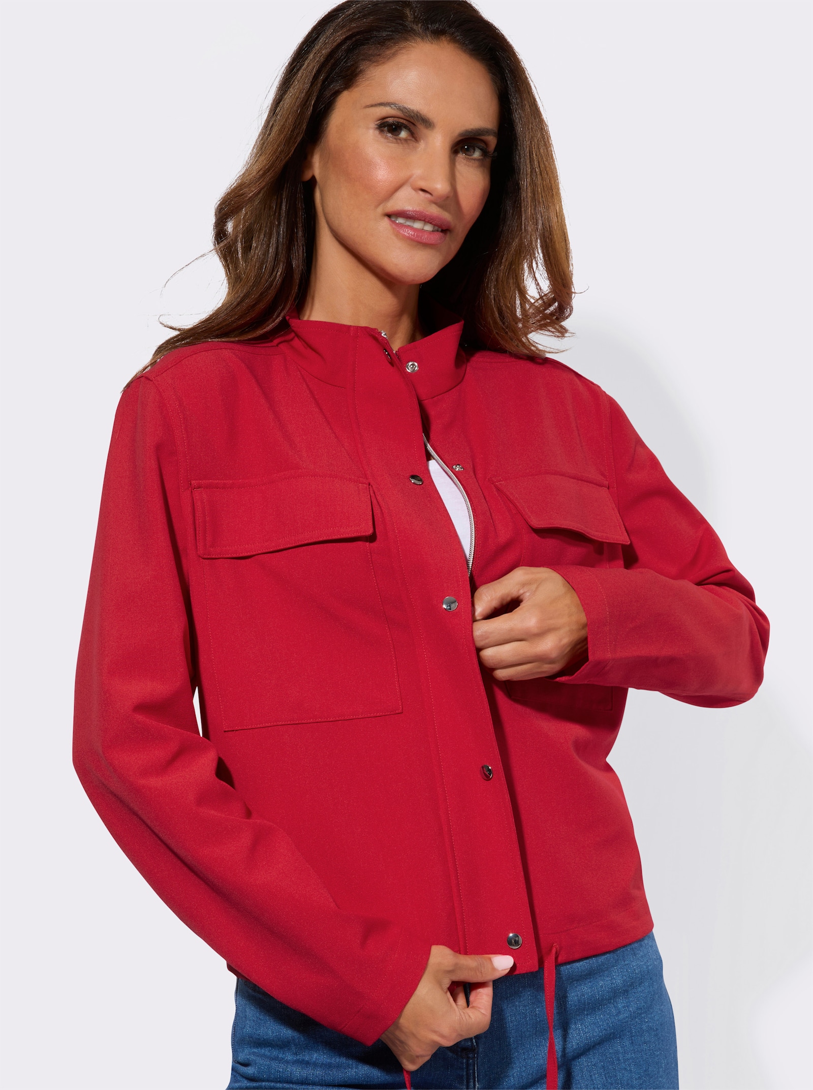 Blouson-Blazer mit verdecktem Reißverschluss - rot