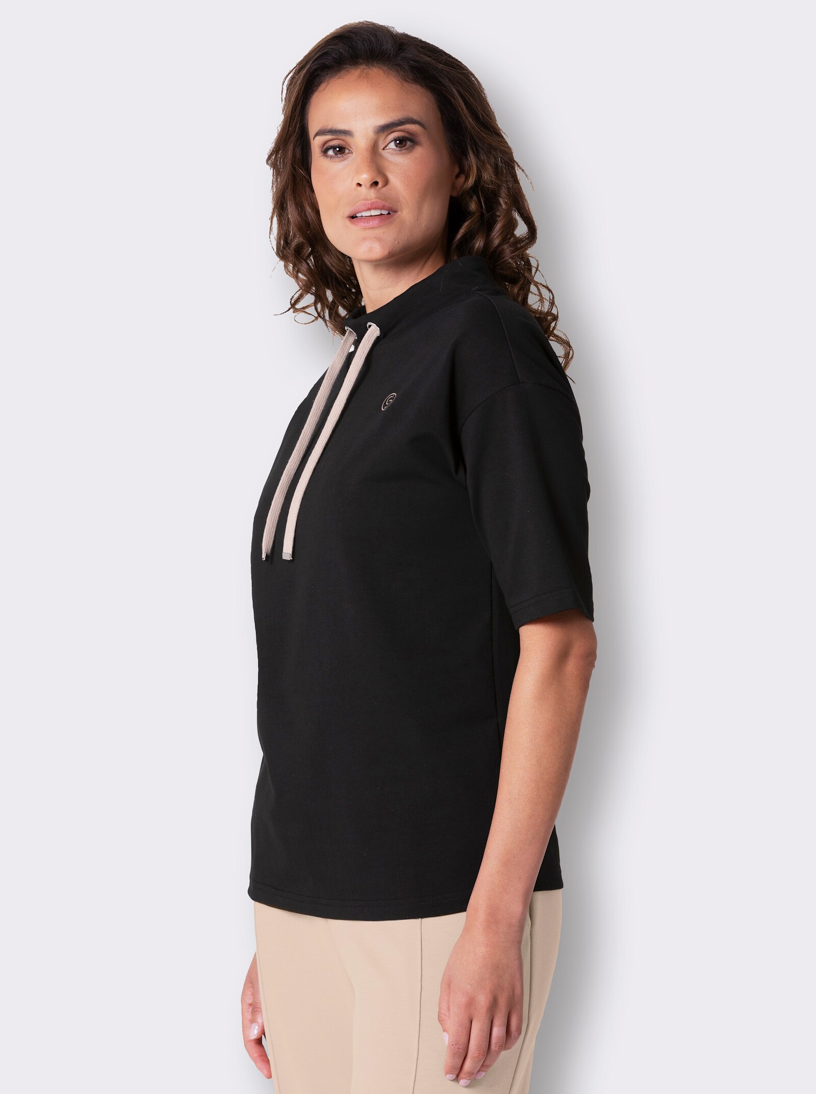 CREATION L PREMIUM Sweatshirt mit Stehkragen - schwarz