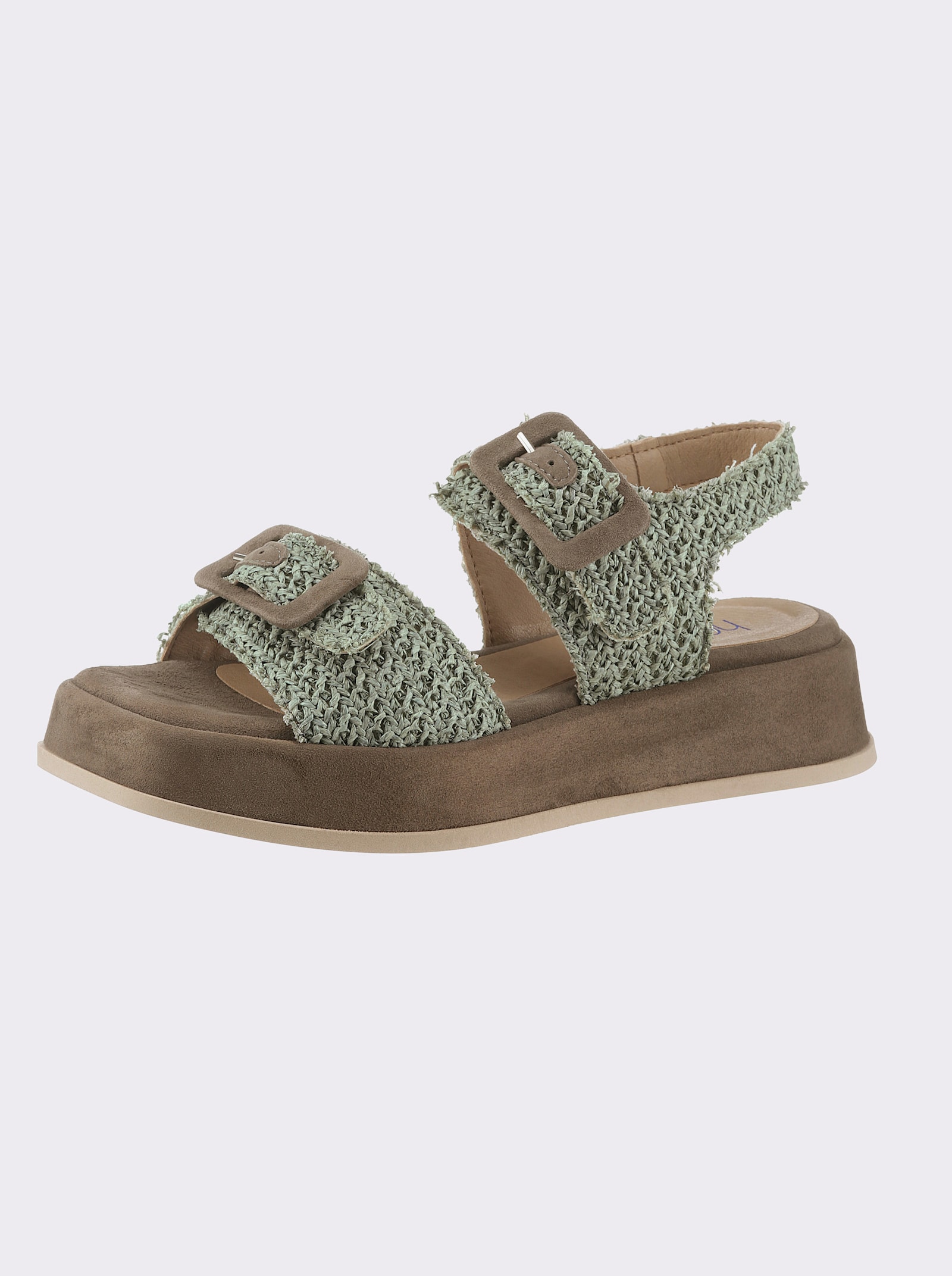 heine Sandalette mit Plateausohle - khaki-oliv