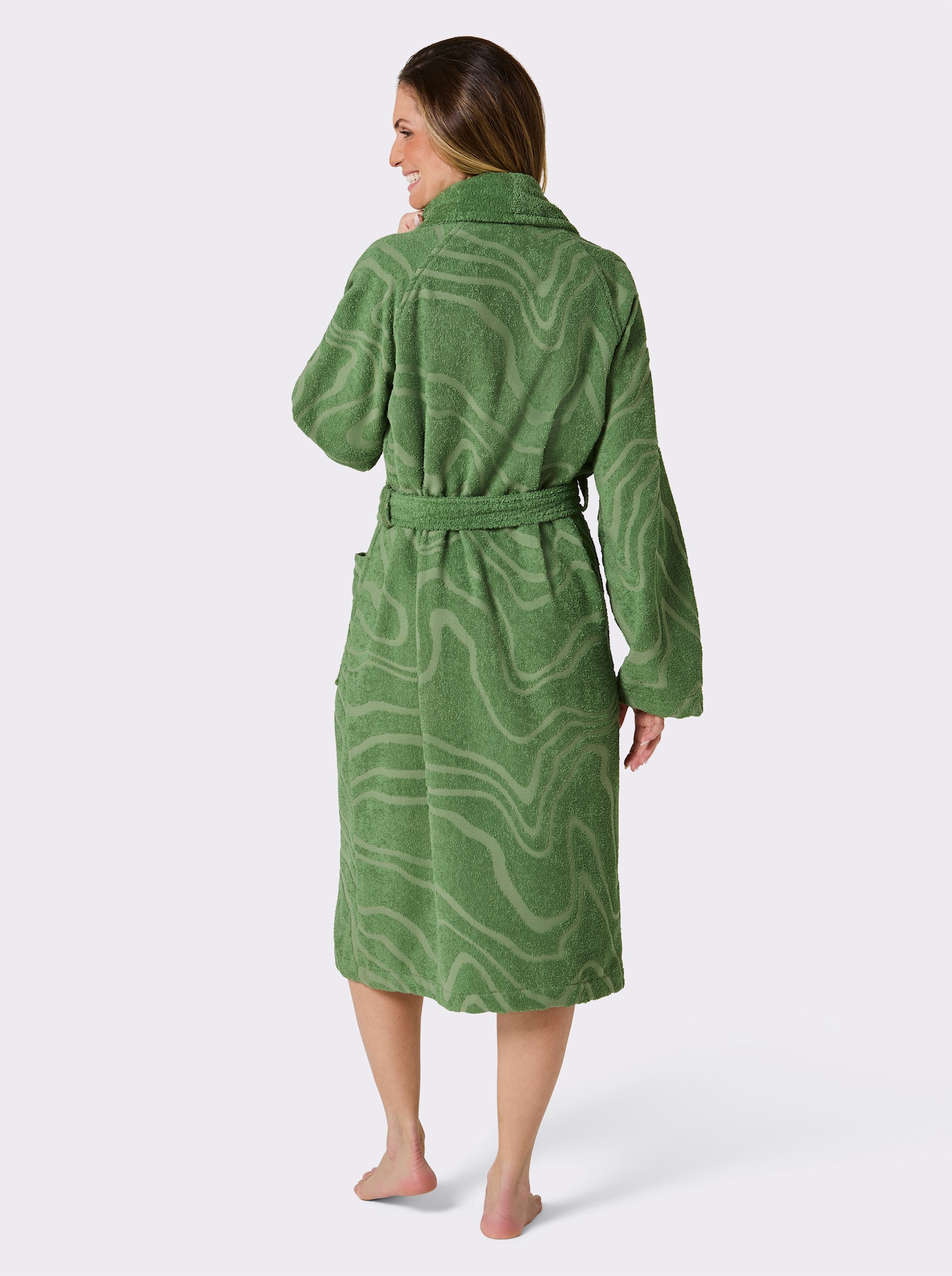 Plantier Bademantel mit Jacquardmuster - apfel