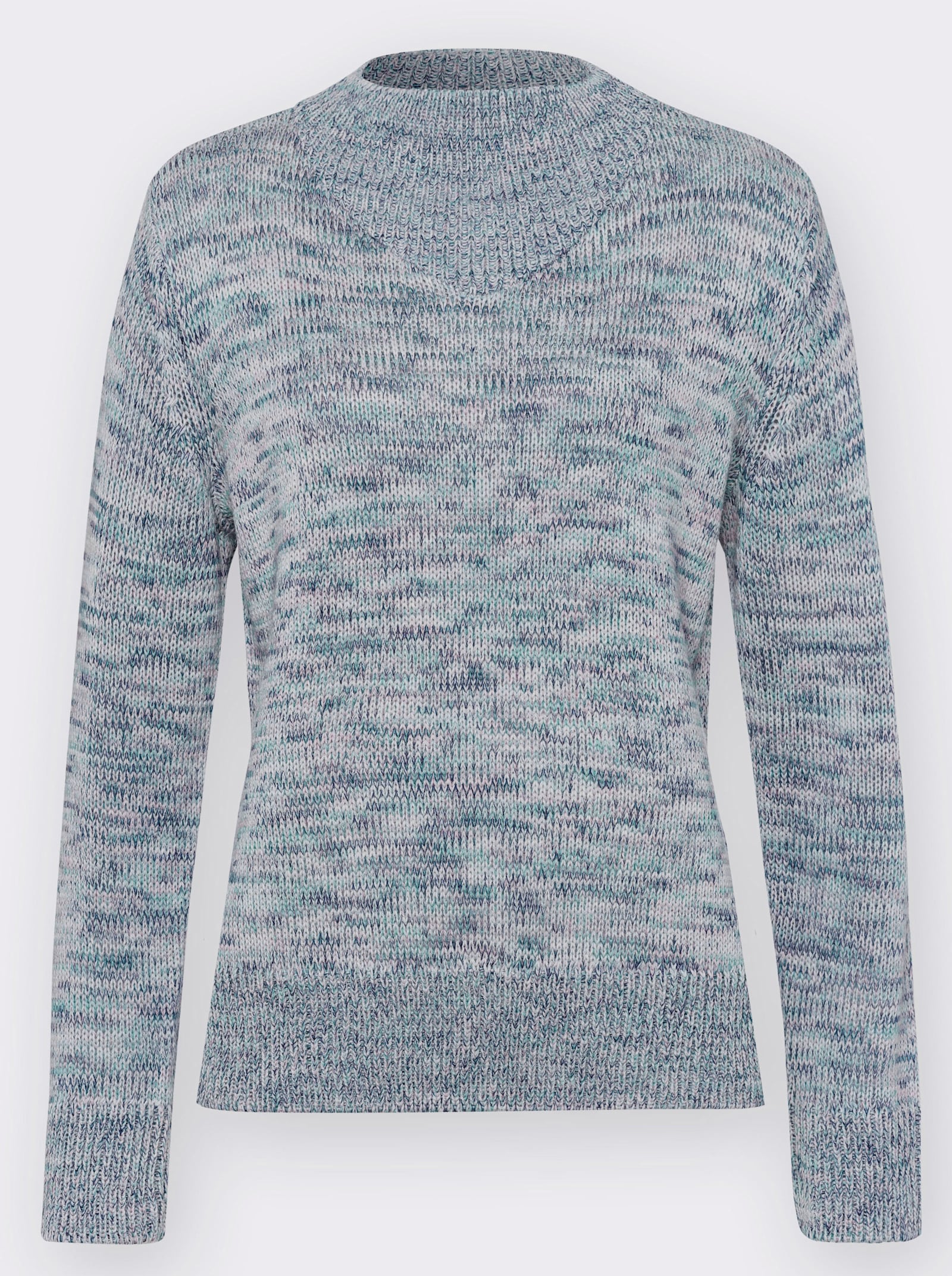 Gebreide pullover met opstaande kraag - mint gemêleerd