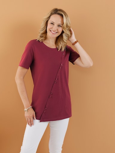 Longshirt mit Dekoknöpfen - dunkelrot