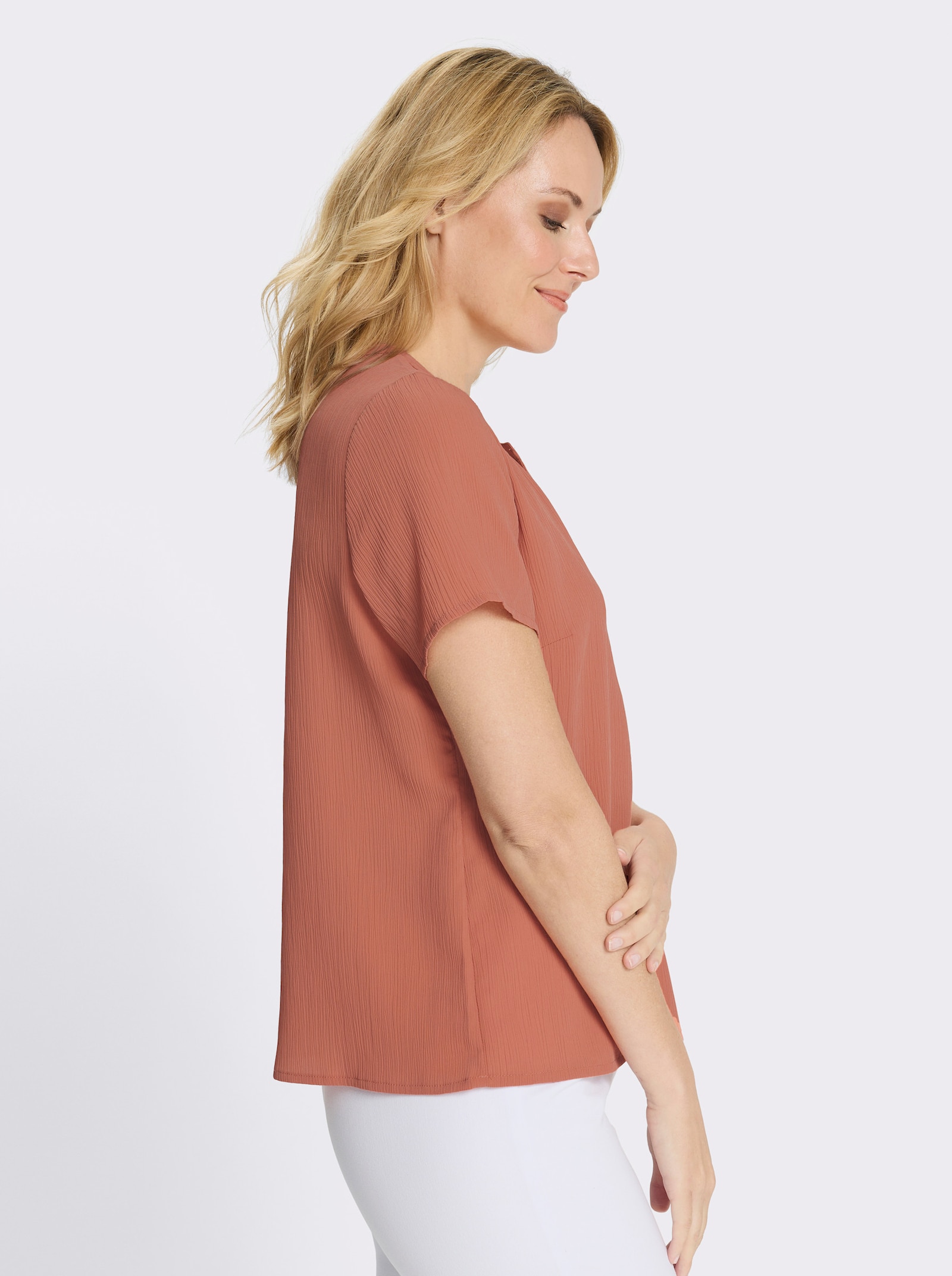 Schlupfbluse mit kurzen Ärmeln - papaya