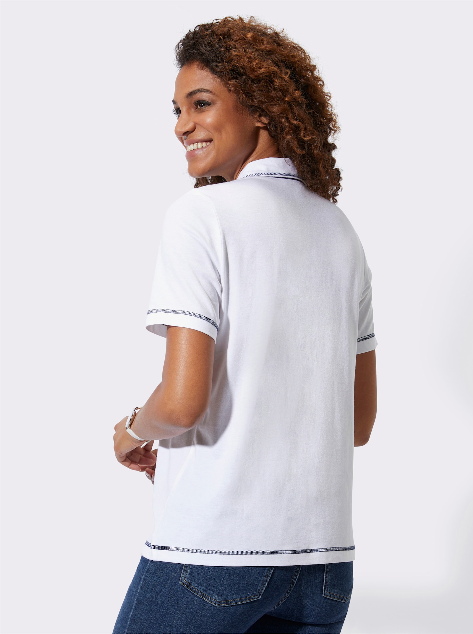 Shirt mit Kontrast-Details - weiss