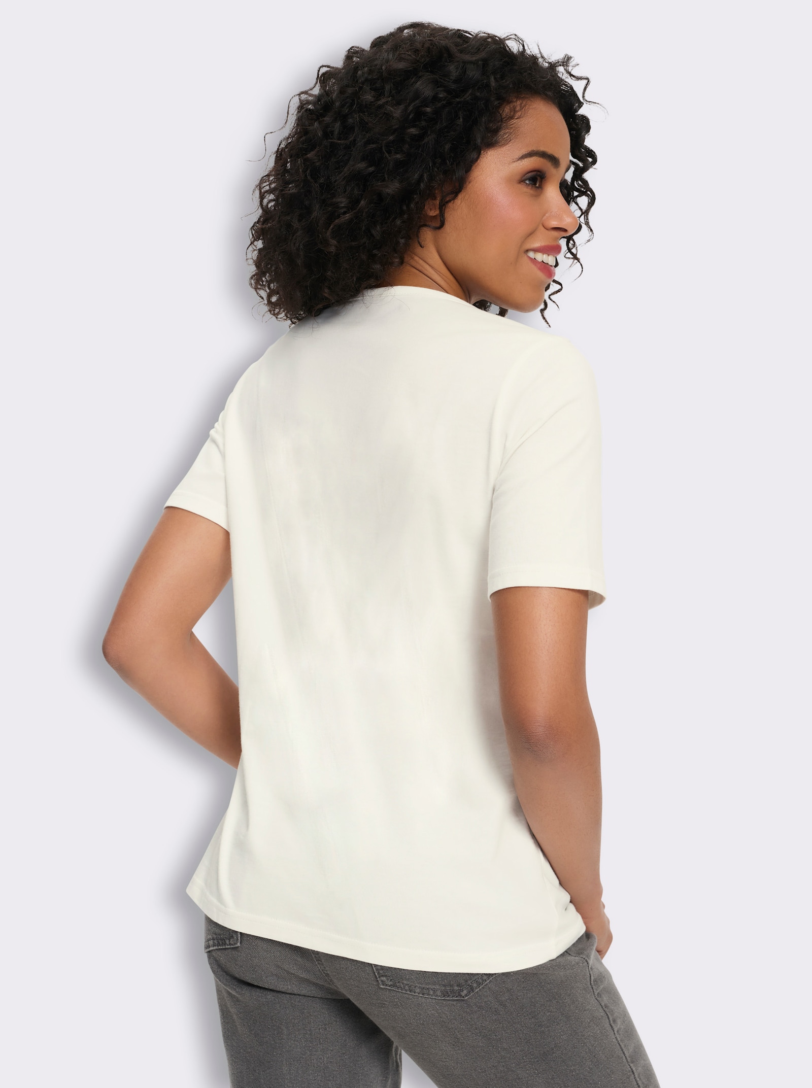 Shirt met ronde hals in set van 2 - citroen + ecru/citroen