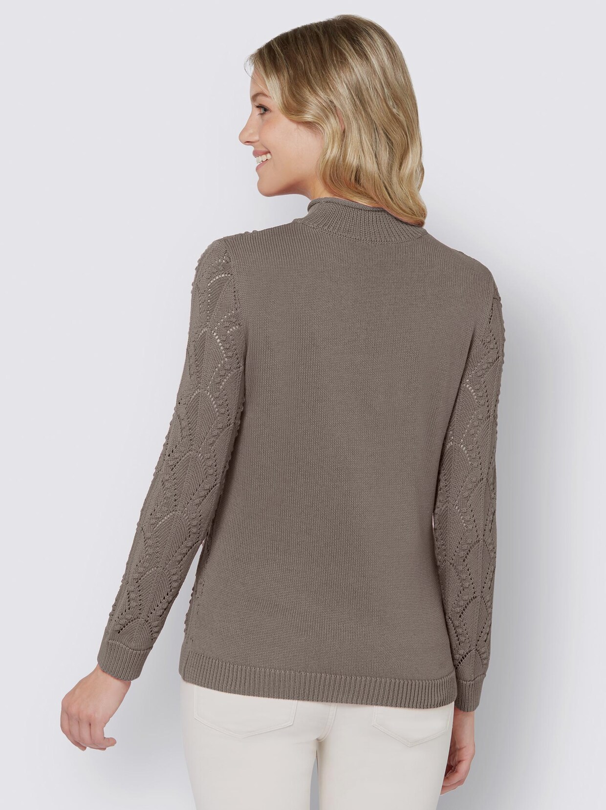 Langarm-Pullover - taupe