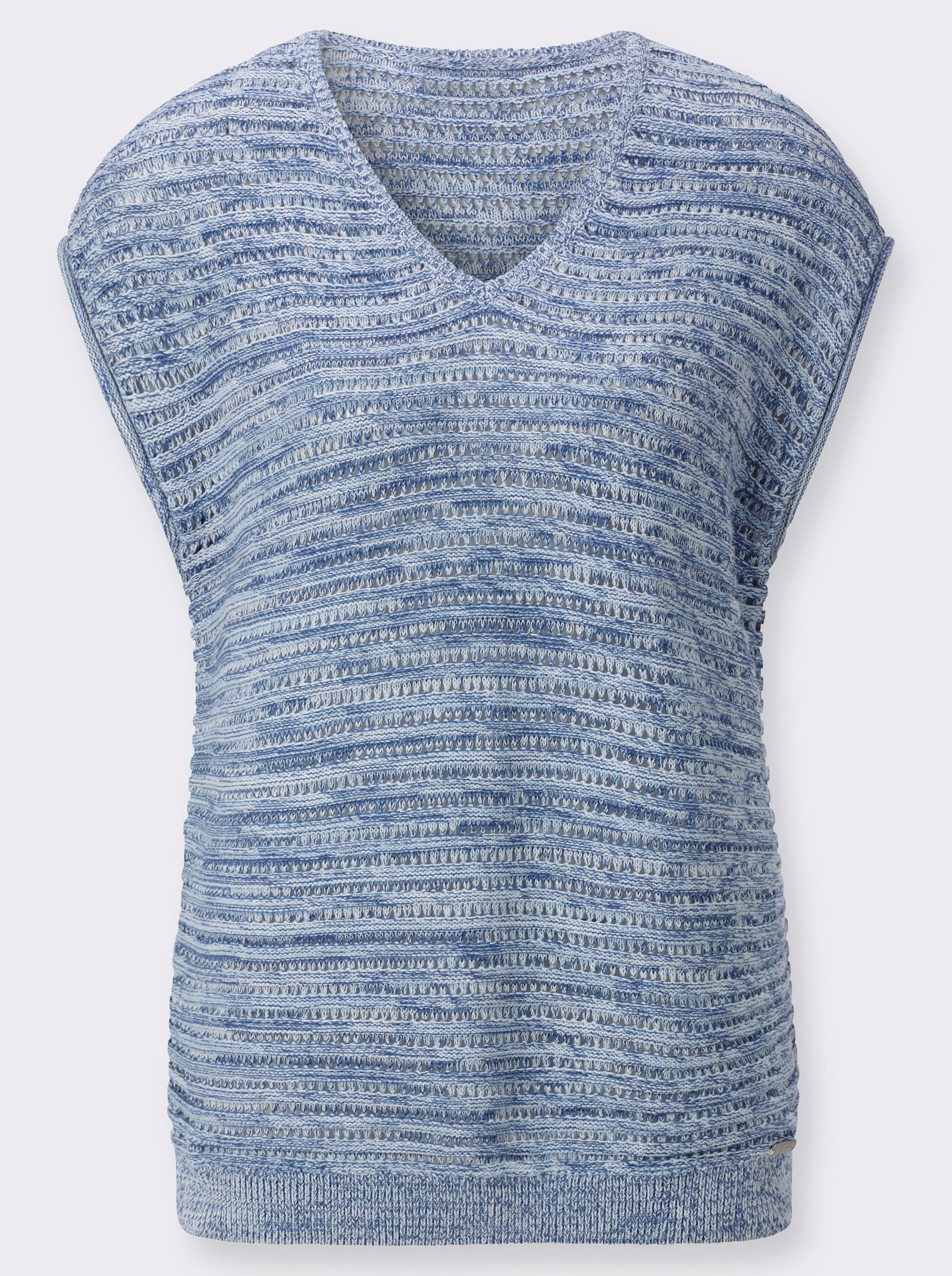 Pullunder mit Ajourstrick-Muster - hellblau-meliert