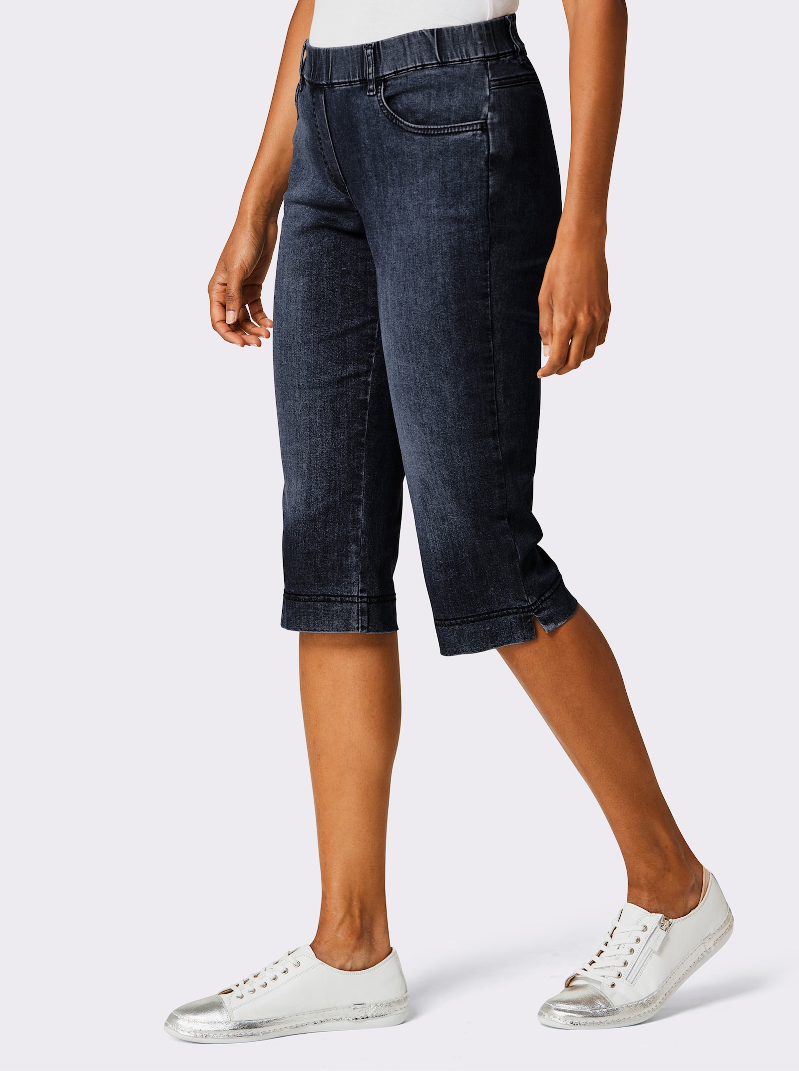 Ascari Caprijeans in Schlupfform - blue-black