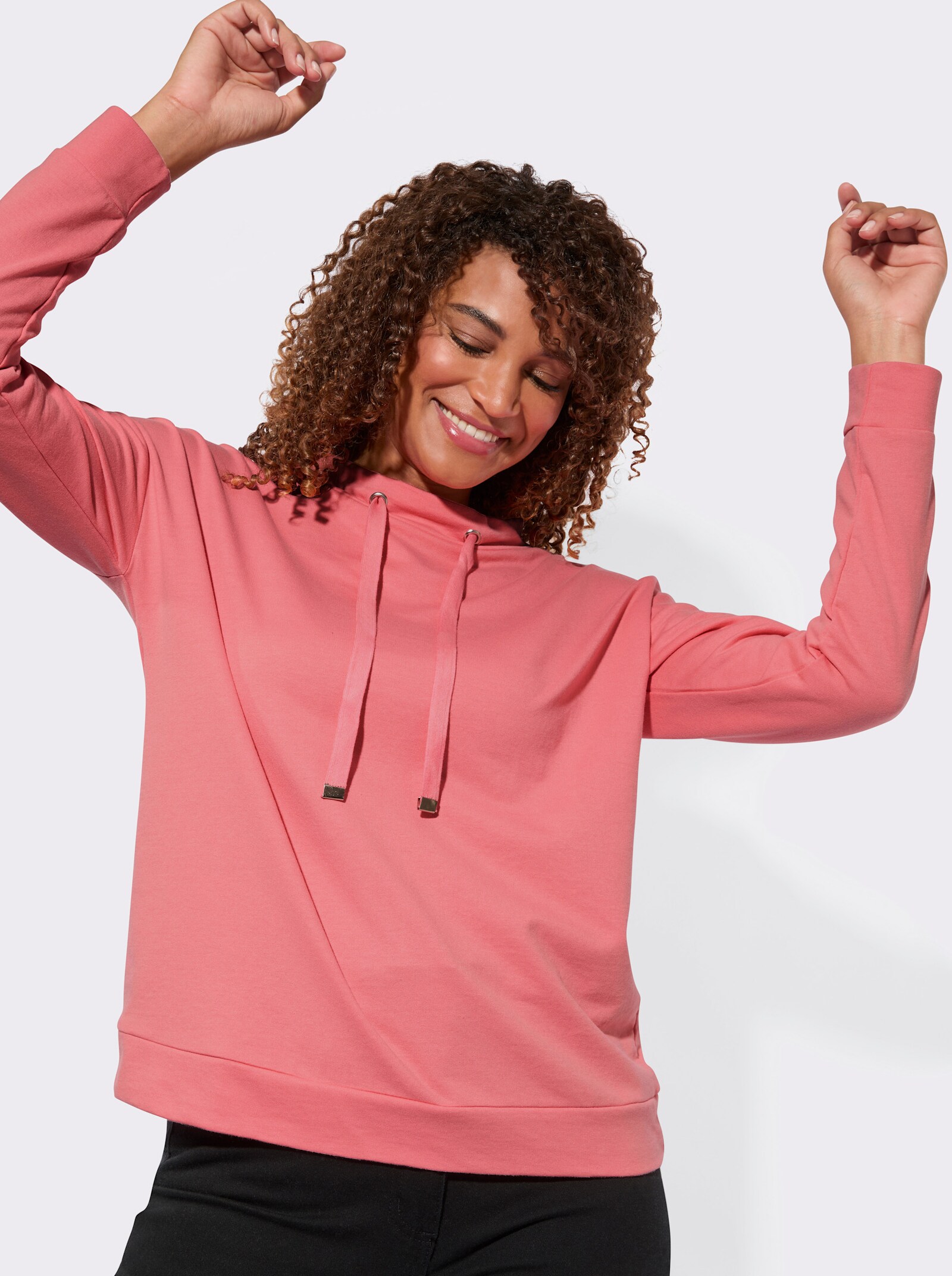 Sweatshirt mit Kordelzug - flamingo