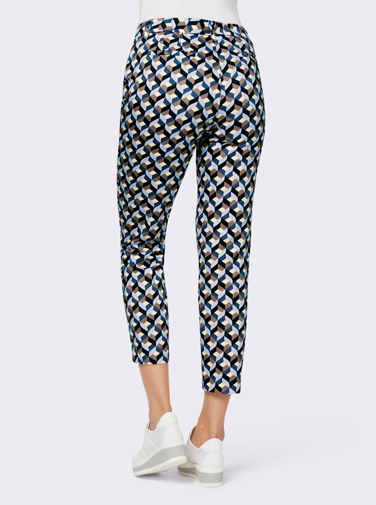 heine Pantalon 7/8 - bleu-taupe foncé imprimé