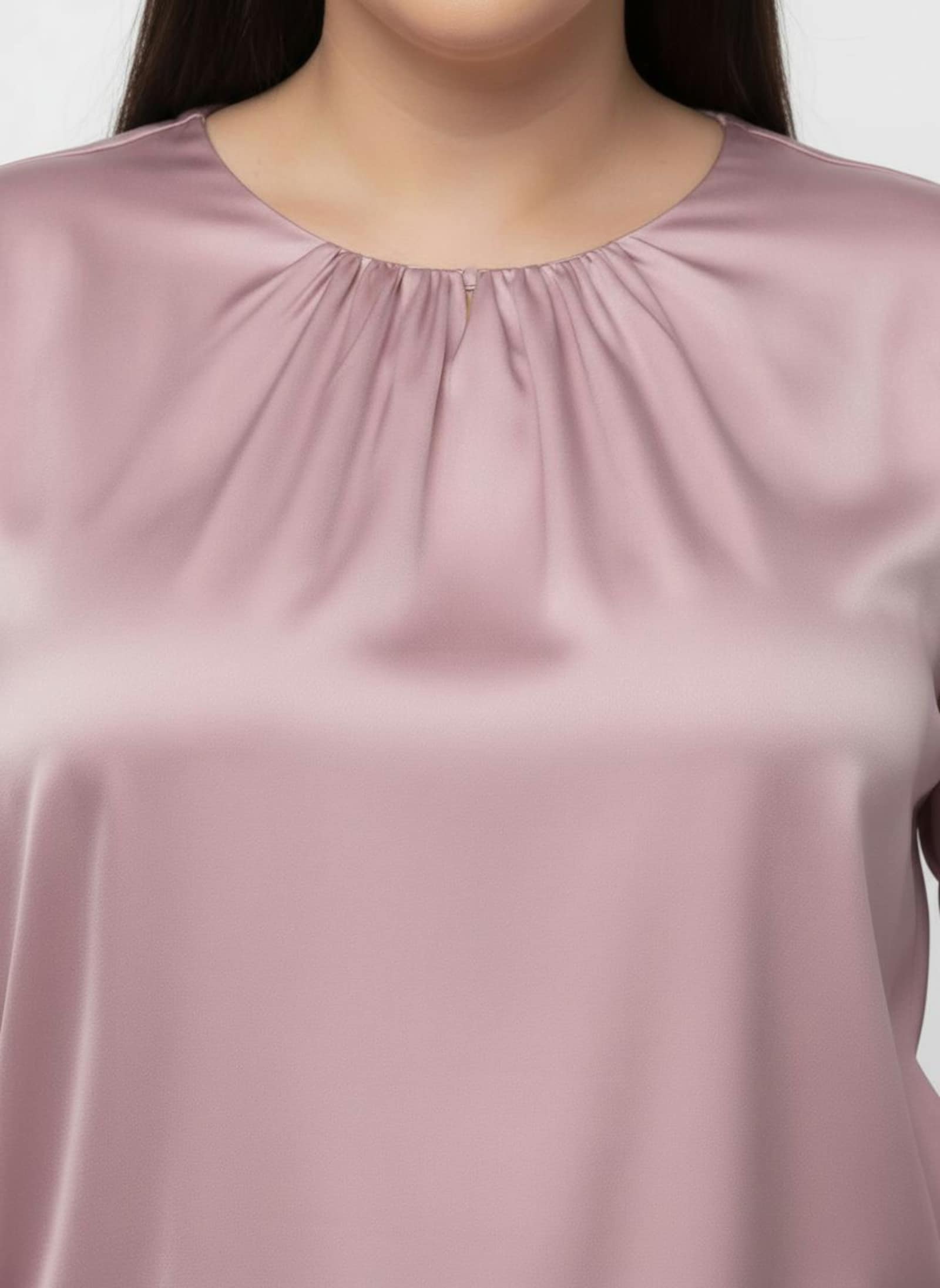 Satinbluse mit Raffungen - hortensie