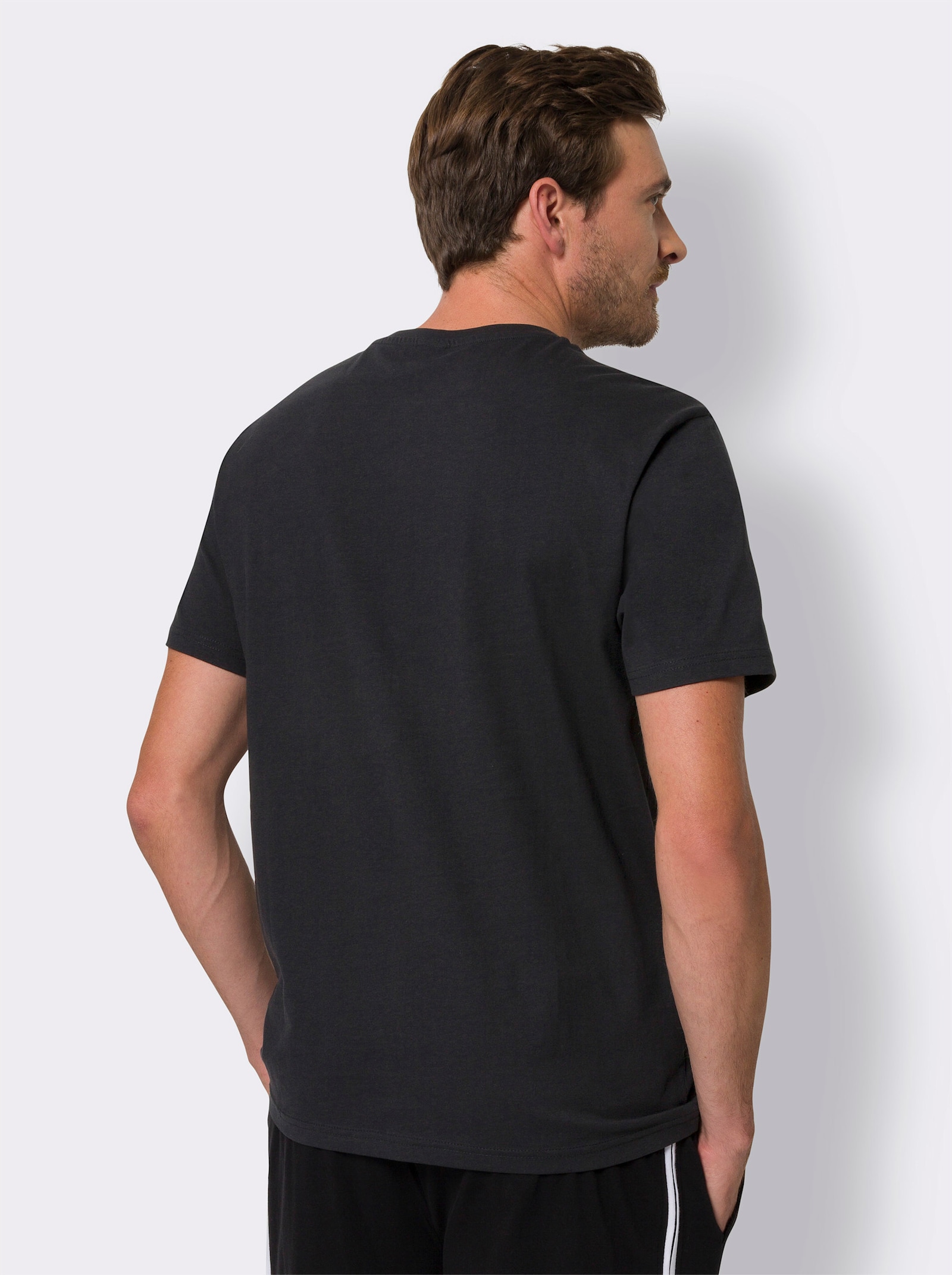 Vrijetijdsshirt van puur katoen - zwart/middenblauw