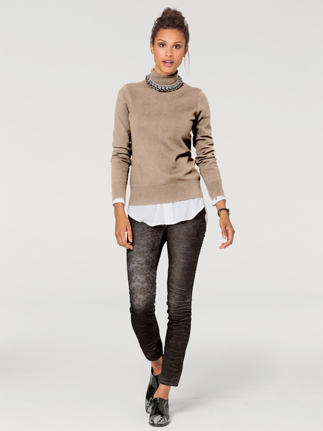 Linea Tesini Rollkragenpullover - beige
