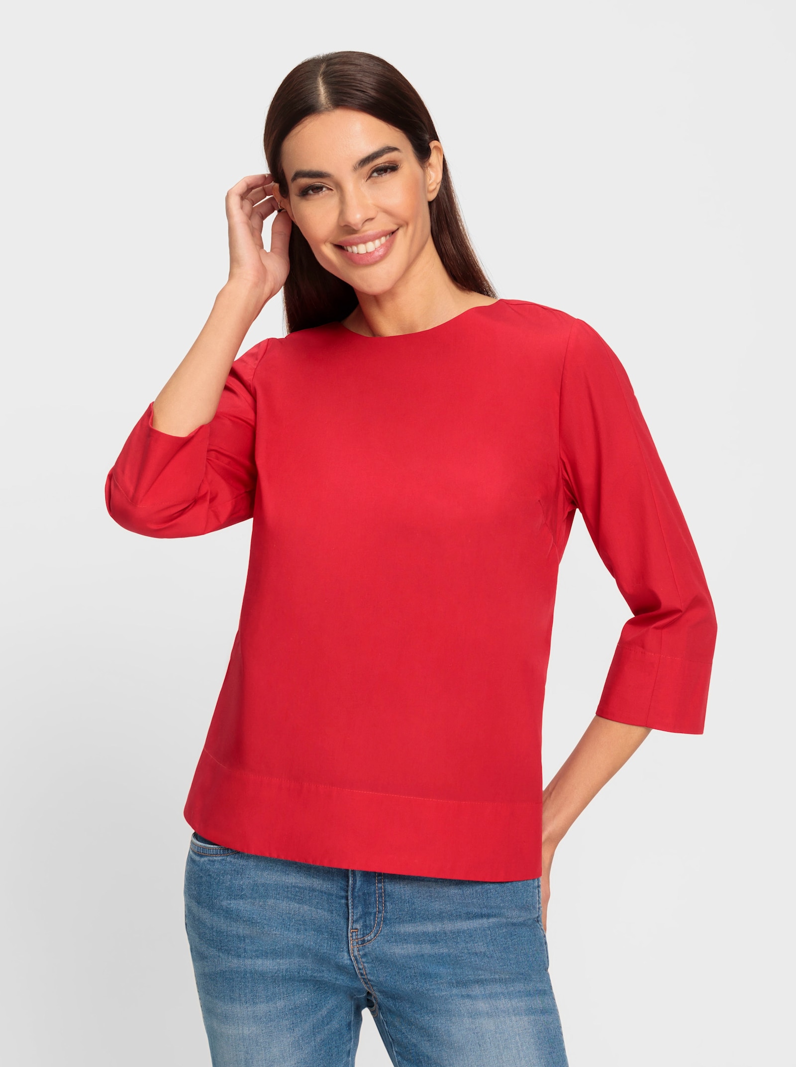 heine Baumwollbluse in A-Form - rot