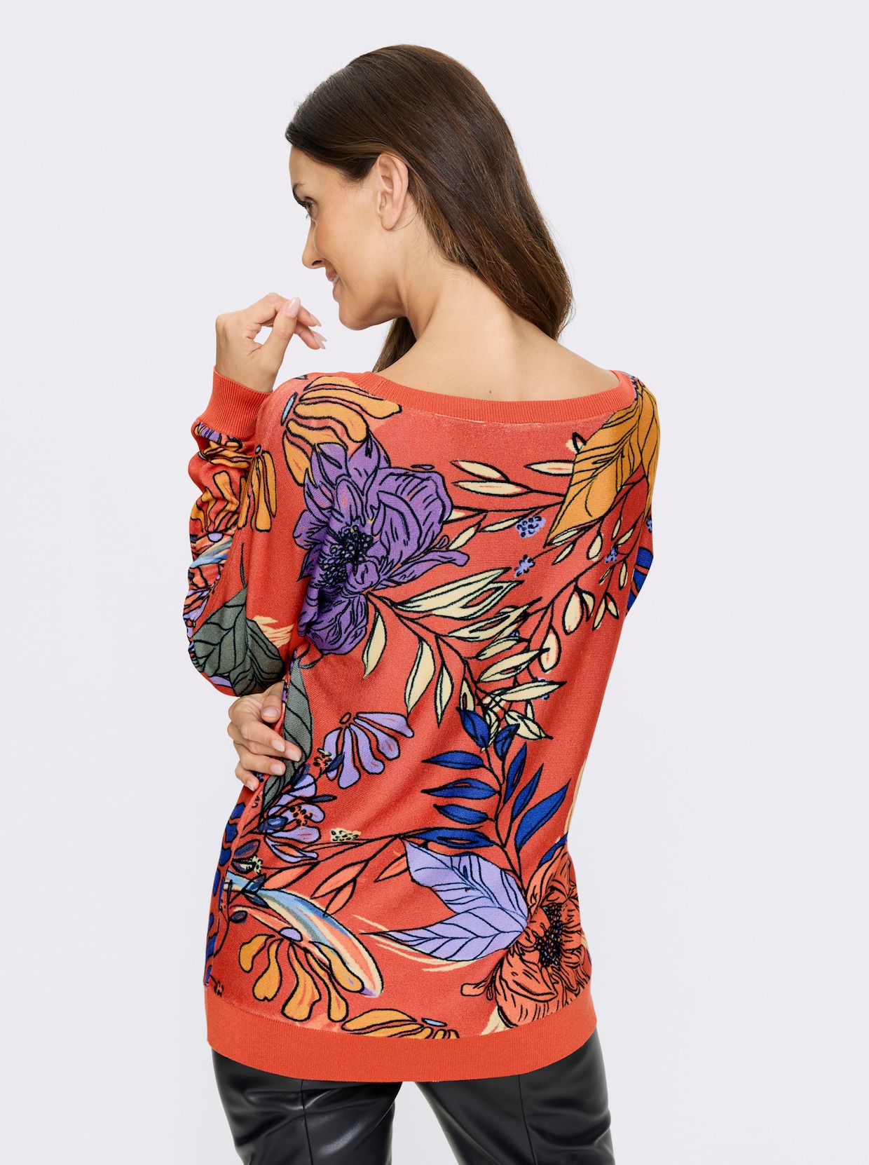 heine Druck-Pullover - terra-lavendel-bedruckt