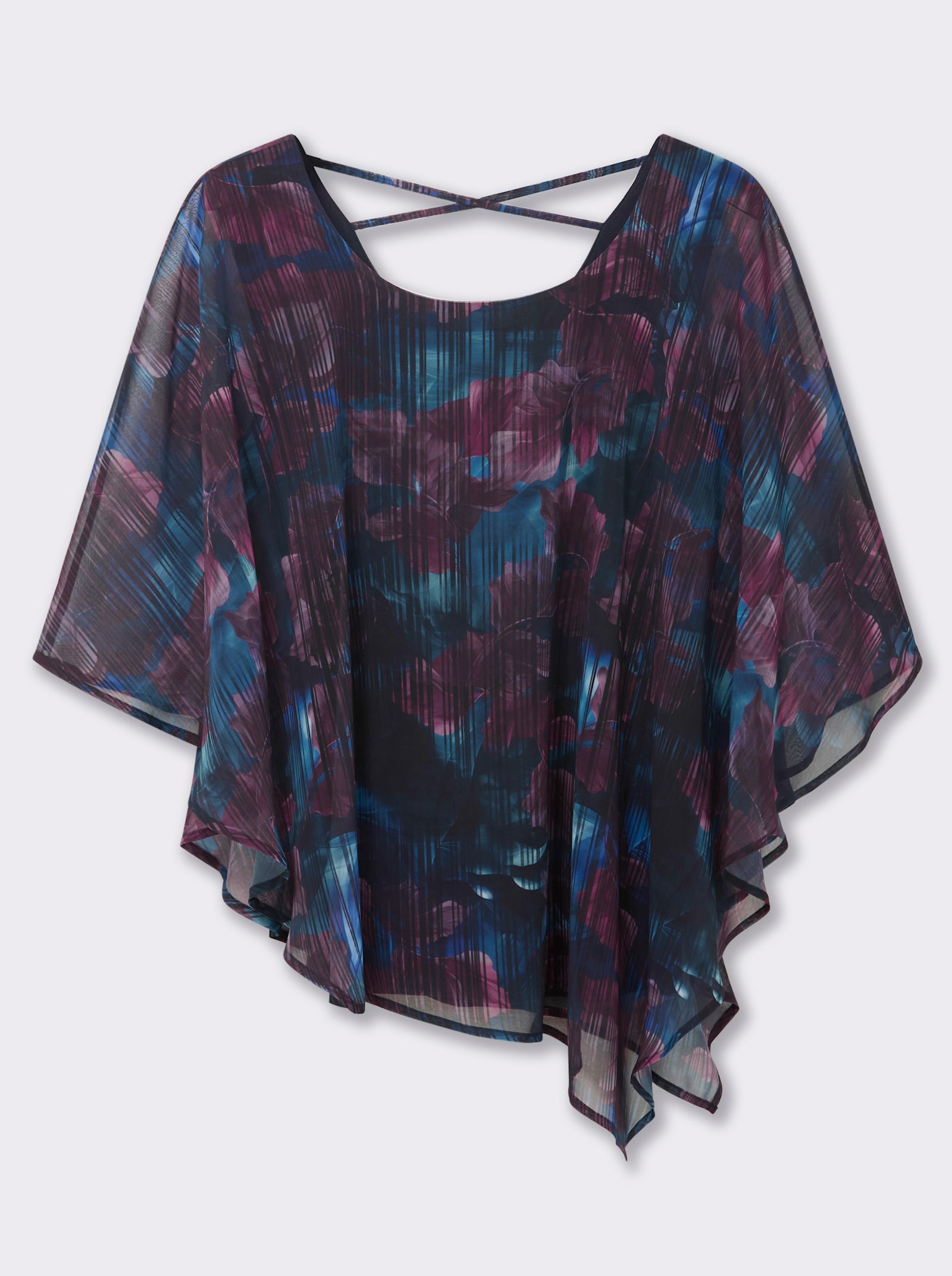 sheego Tunika in Cape-Optik, mit Jersey-Top - tiefblau-bedruckt