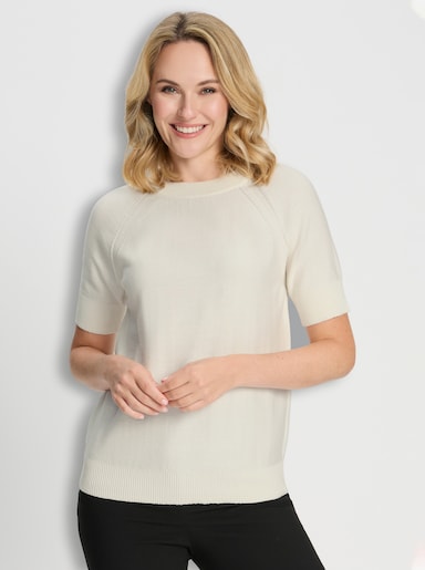 Kurzarmpullover mit Raglan-Ärmeln - ecru