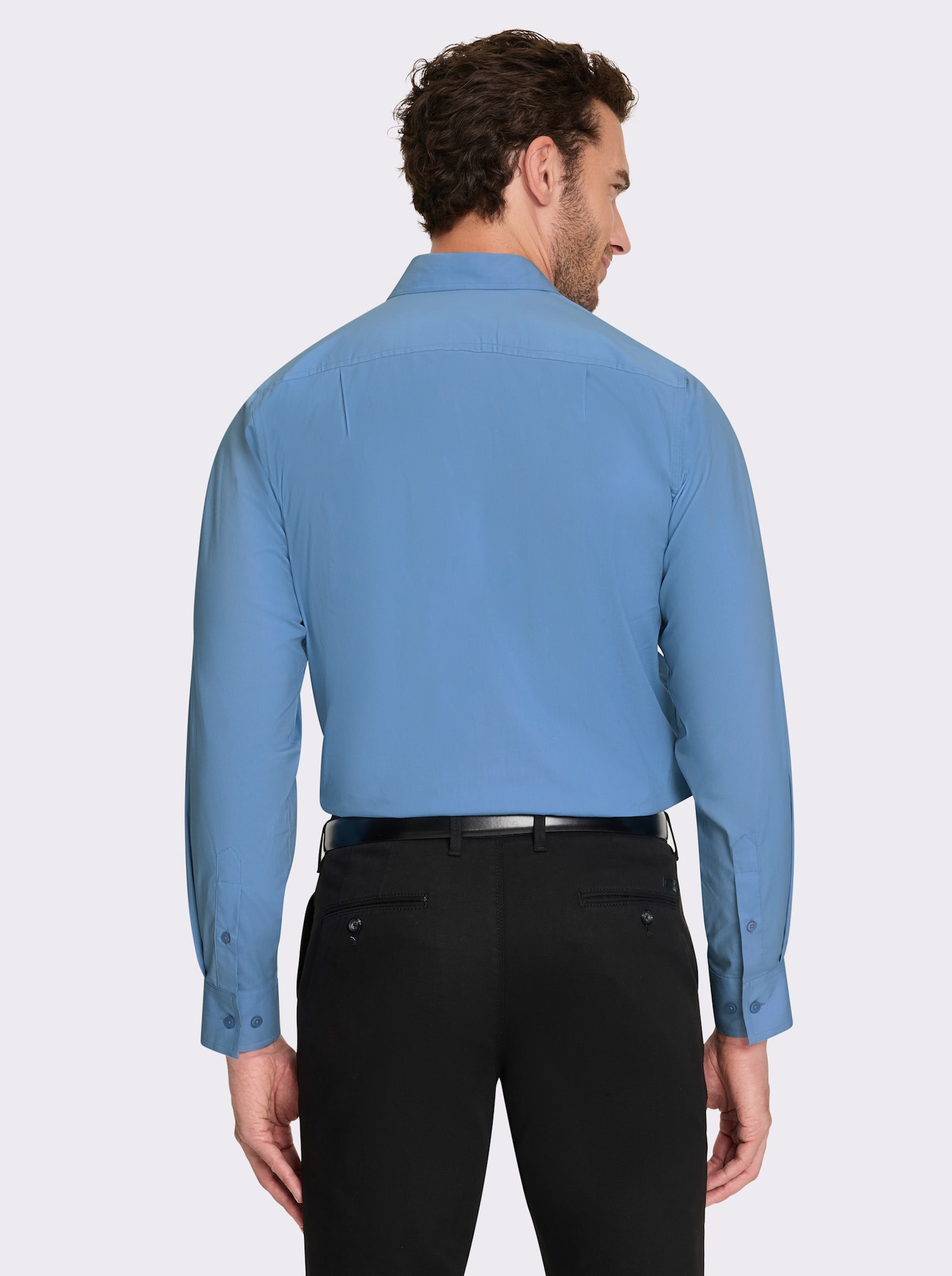 Marco Donati Langarmhemd in Popeline-Stretch - himmelblau