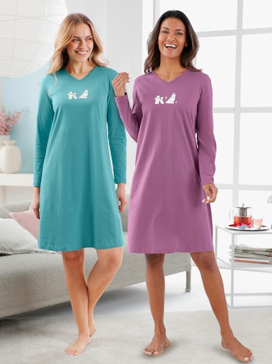 wäschepur Sleepshirts mit Hunde-Motiv - ozean + violett