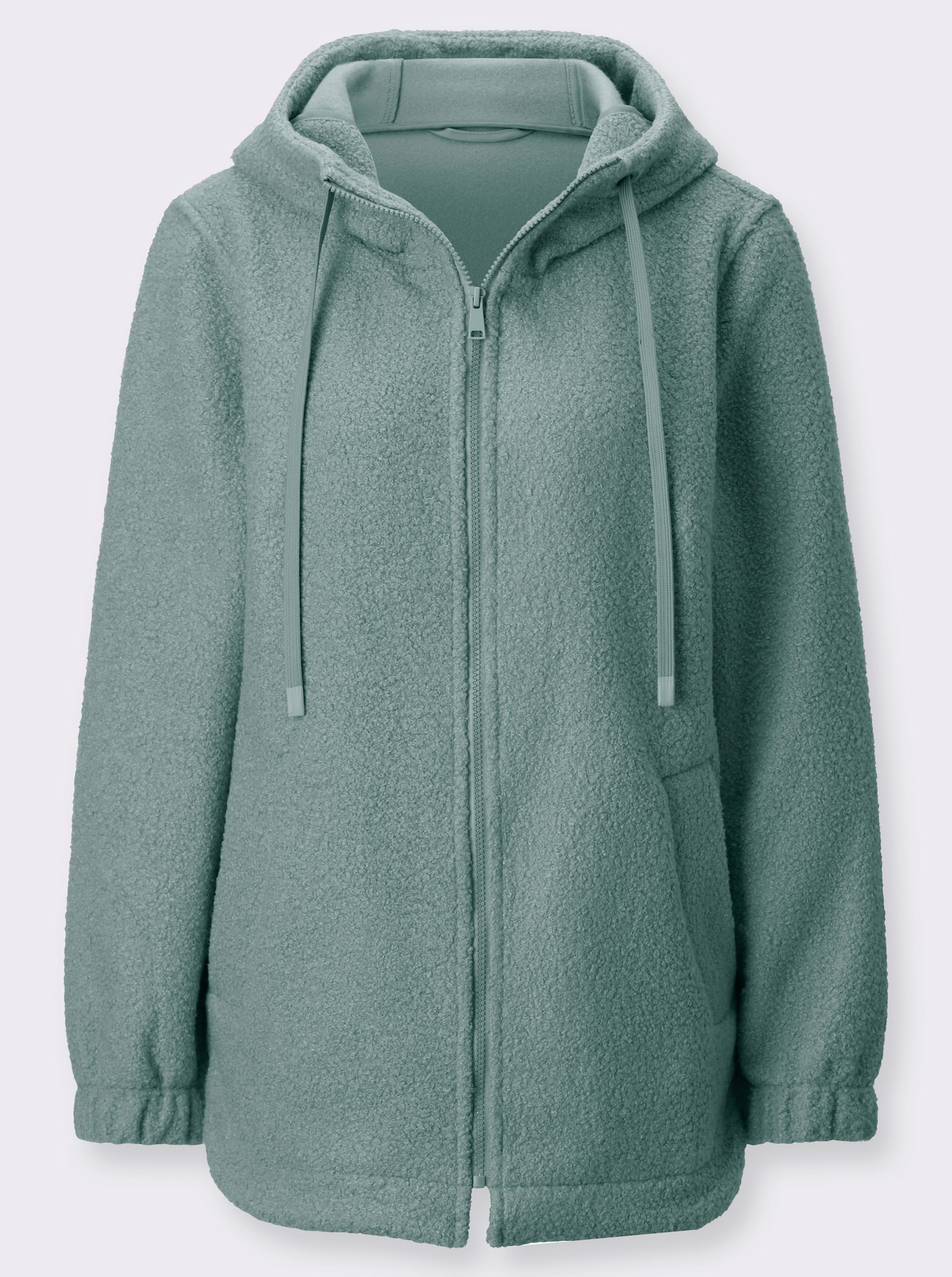 Boucléjacke mit schrägen Leistentaschen - jade