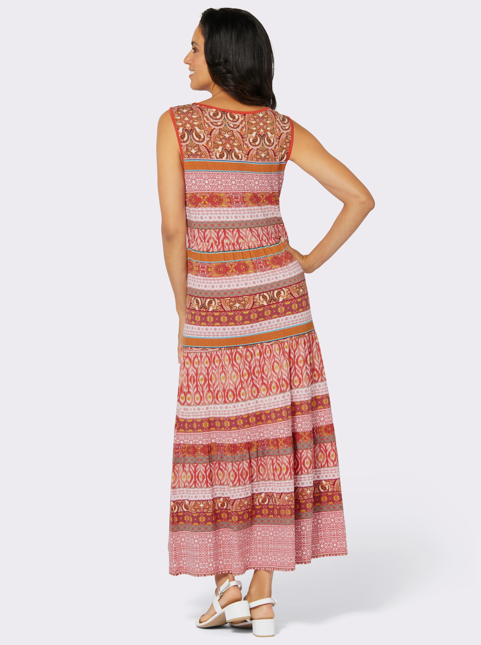 Jerseykleid im Stufenschnitt - papaya-terra-bedruckt